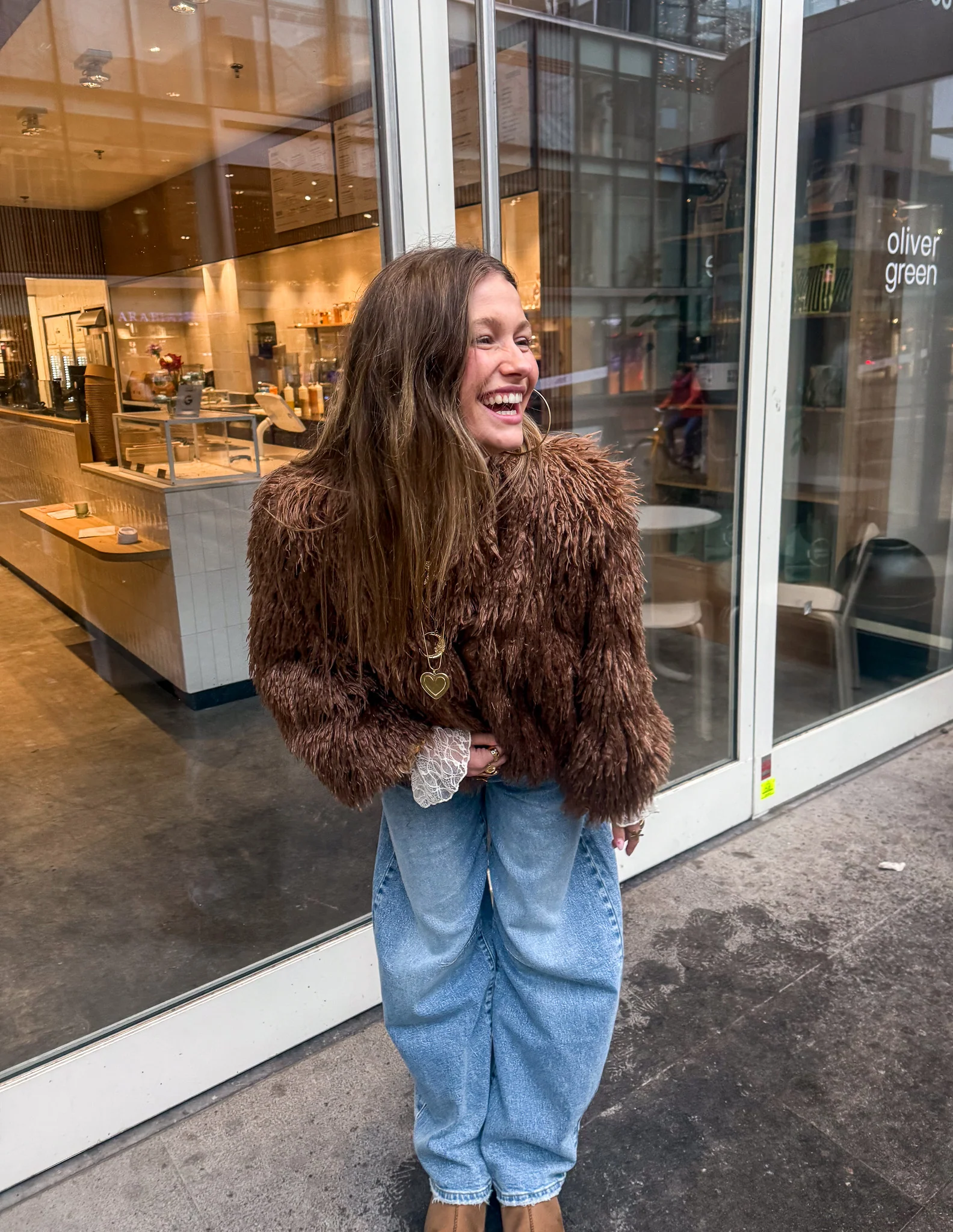 Anne Fluffy Jacket Bruin - Image 6