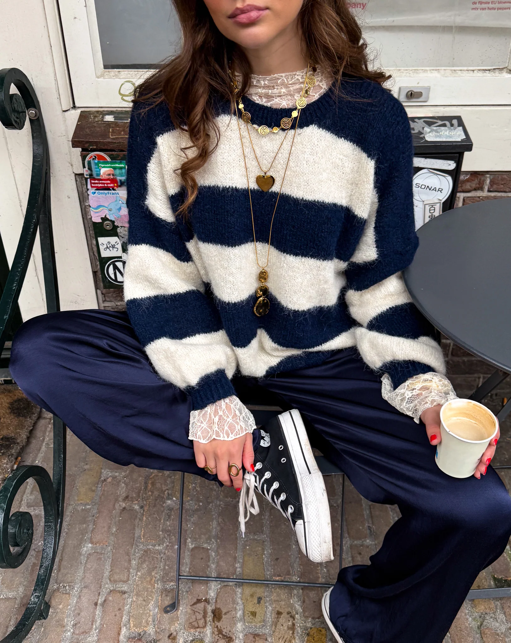 Ayla Gestreepte Trui Navy