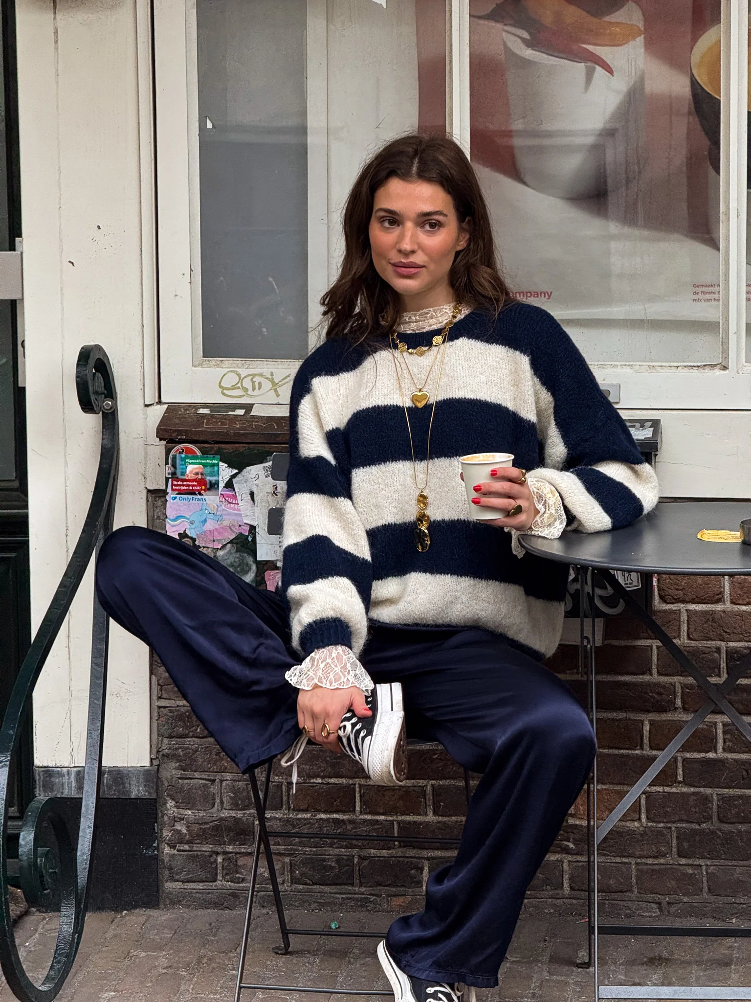 Ayla Gestreepte Trui Navy - Image 2