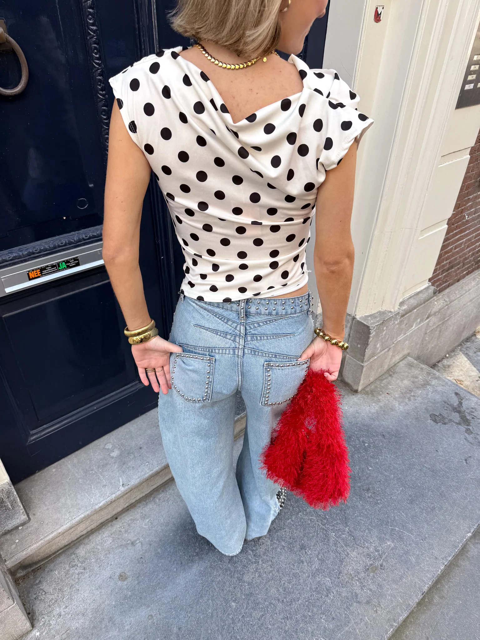 Berry Studs Barrel Jeans - Image 3