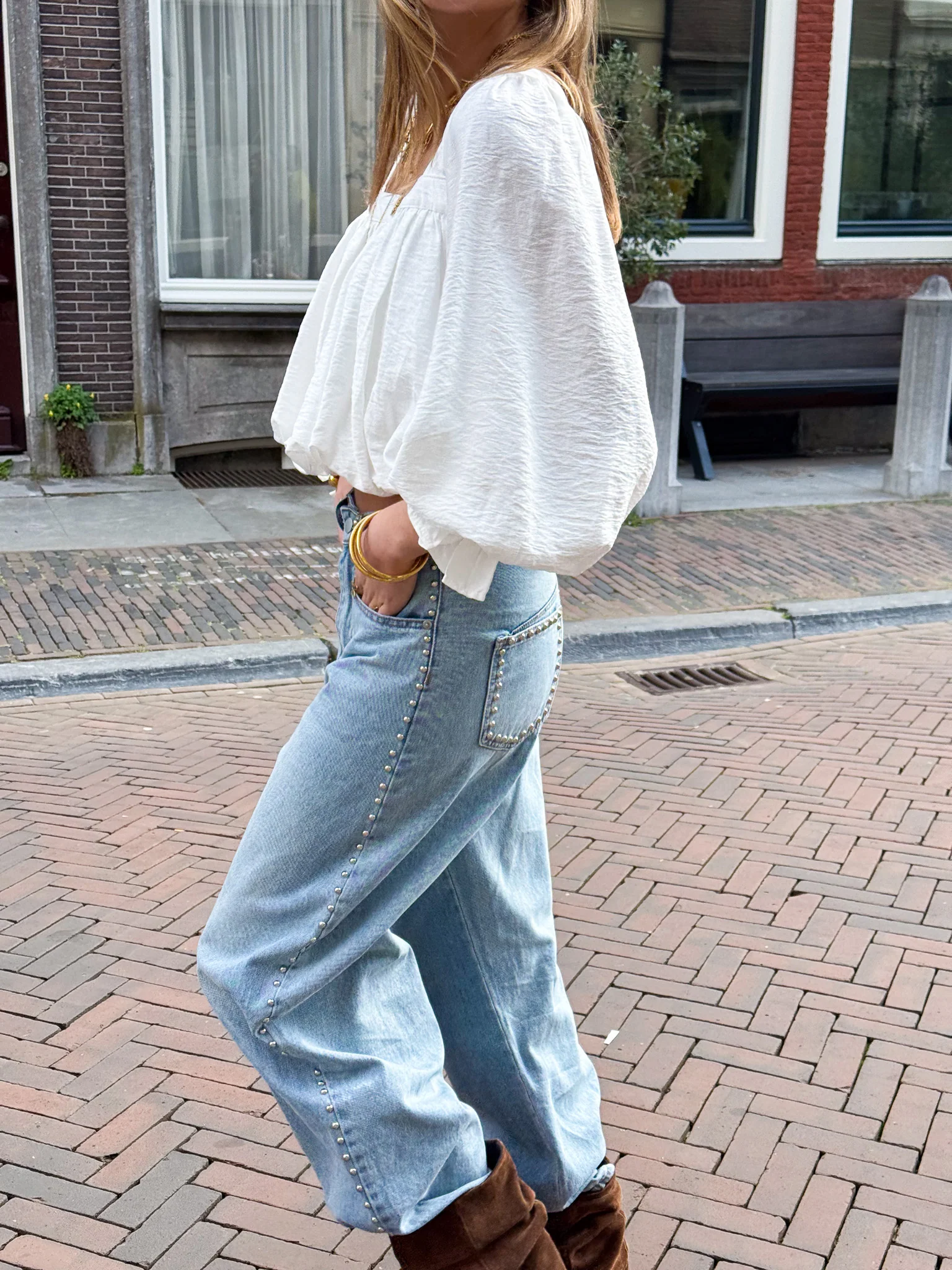 Berry Studs Barrel Jeans - Image 9