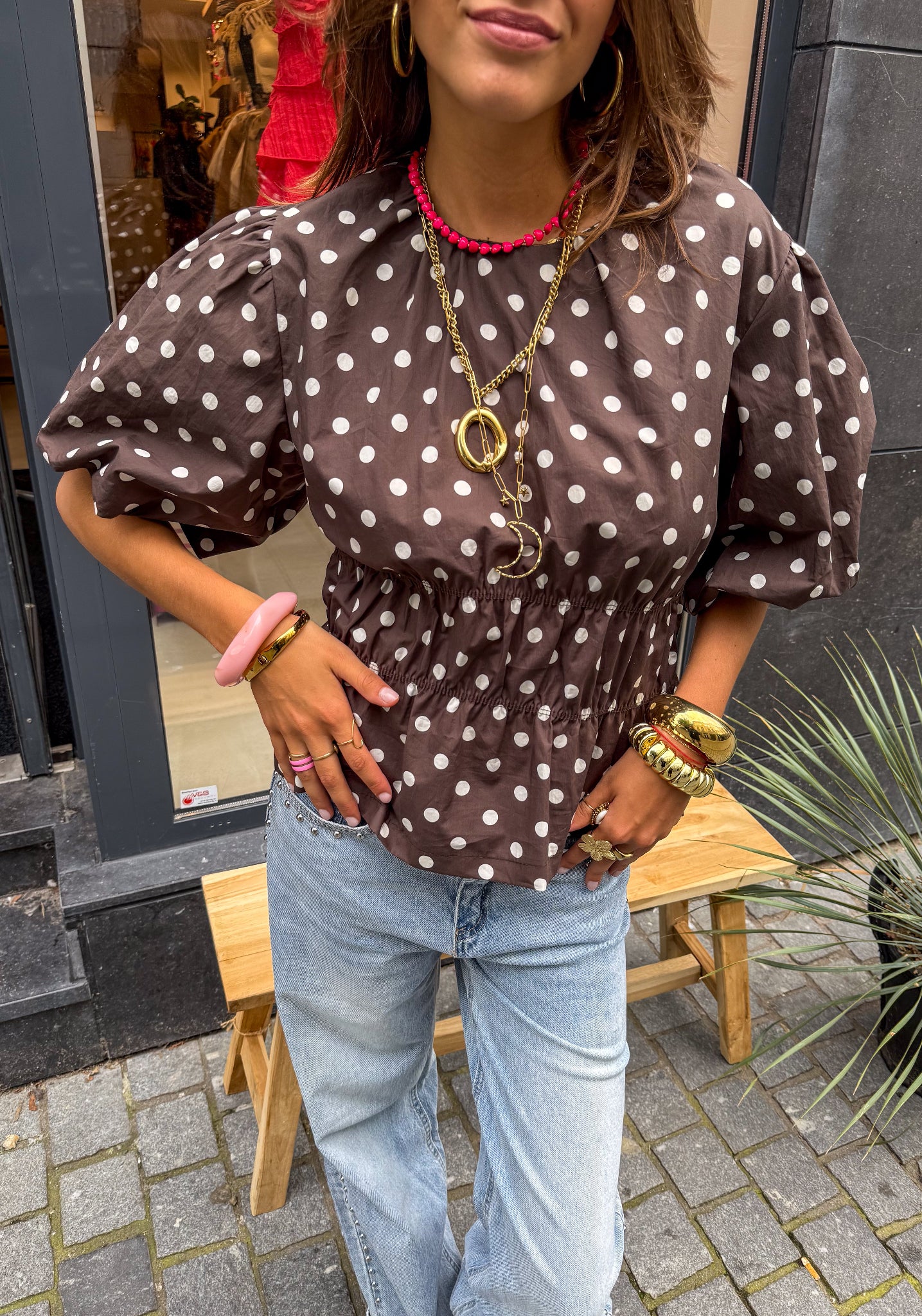 Blush Stippen Top Bruin - Image 3