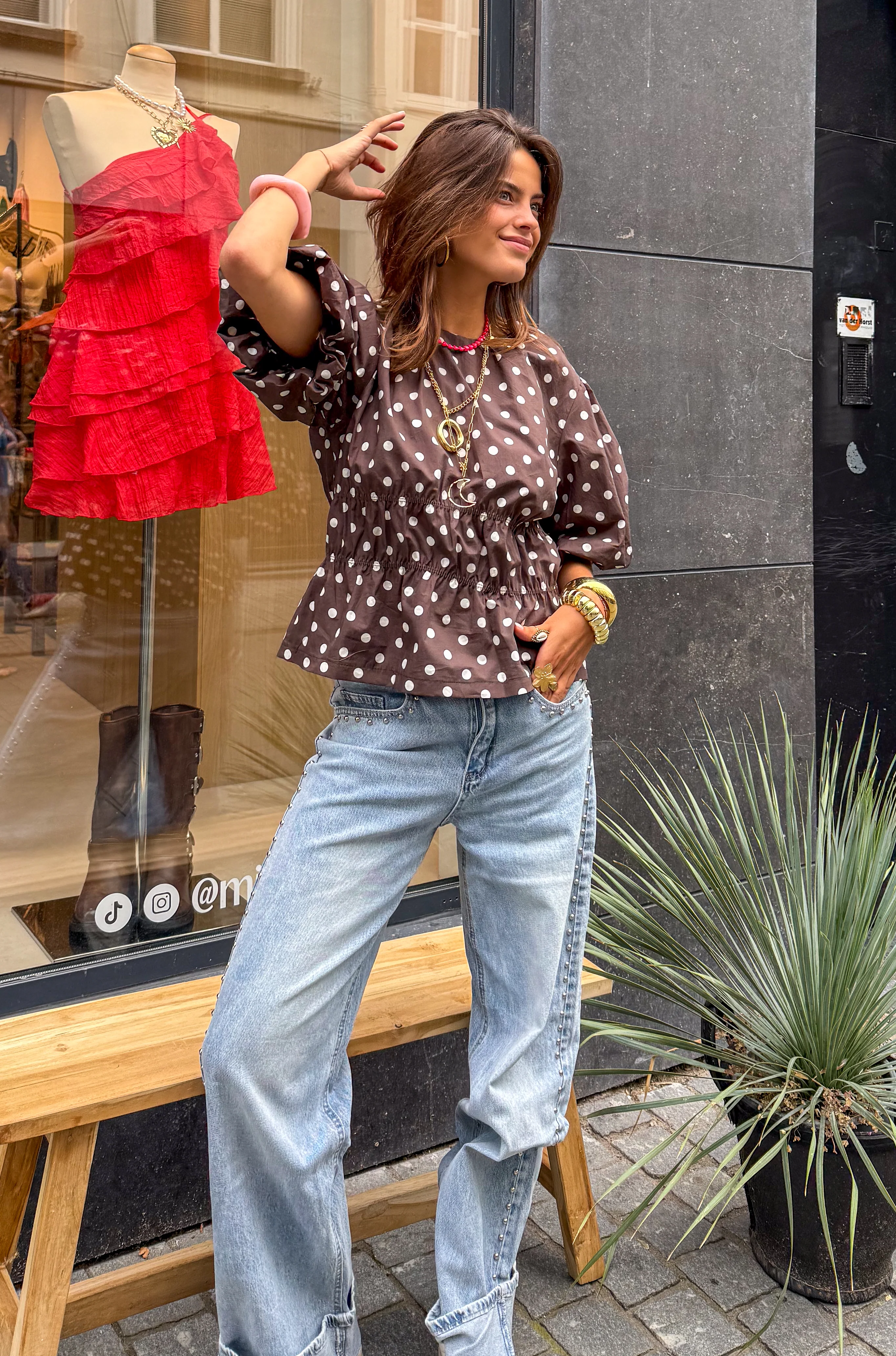 Blush Stippen Top Bruin - Image 4