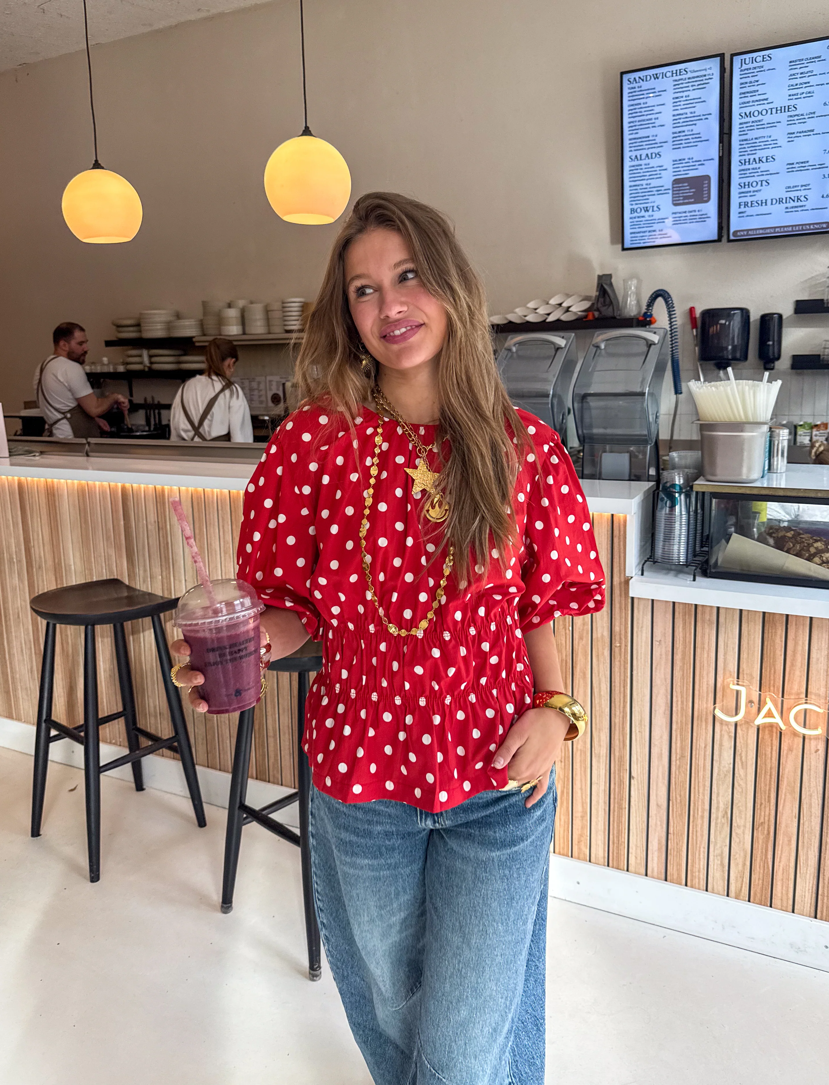 Blush Stippen Top Rood - Image 3