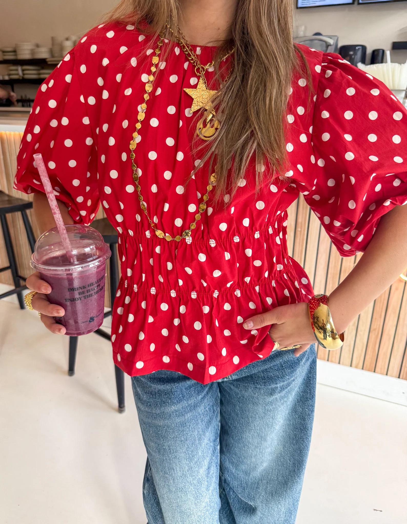 Blush Stippen Top Rood - Image 4