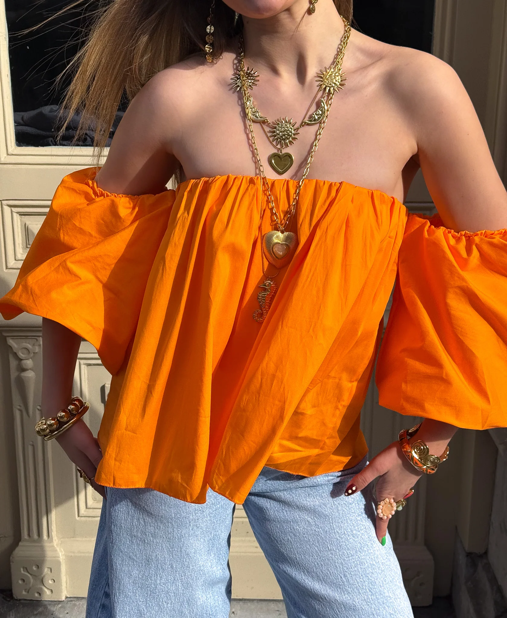 Catwalk Off Shoulder Top Oranje - Image 3
