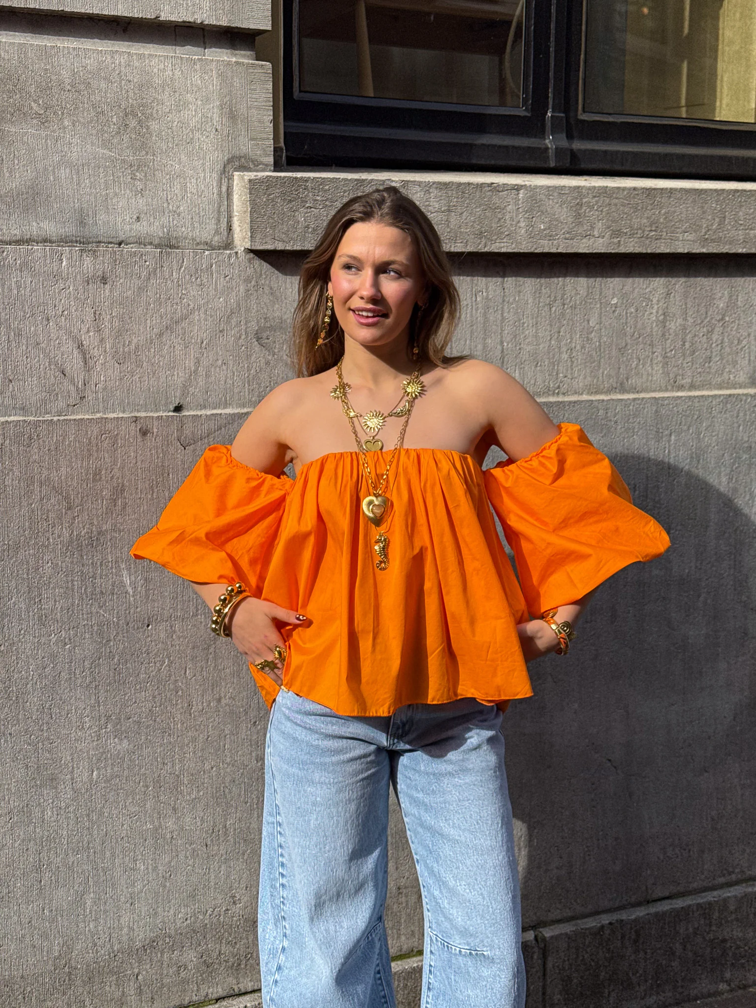 Catwalk Off Shoulder Top Oranje - Image 4