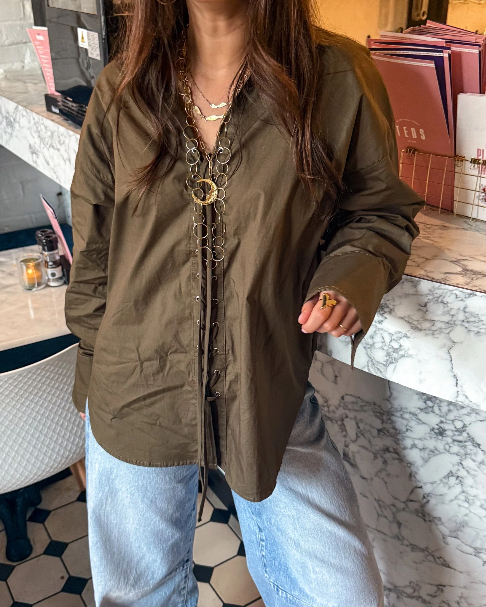 Cleo Blouse Army Groen