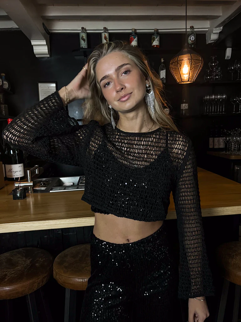 Covered in glitter Top Zwart - Image 3