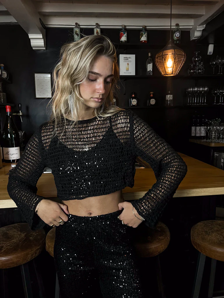 Covered in glitter Top Zwart - Image 7