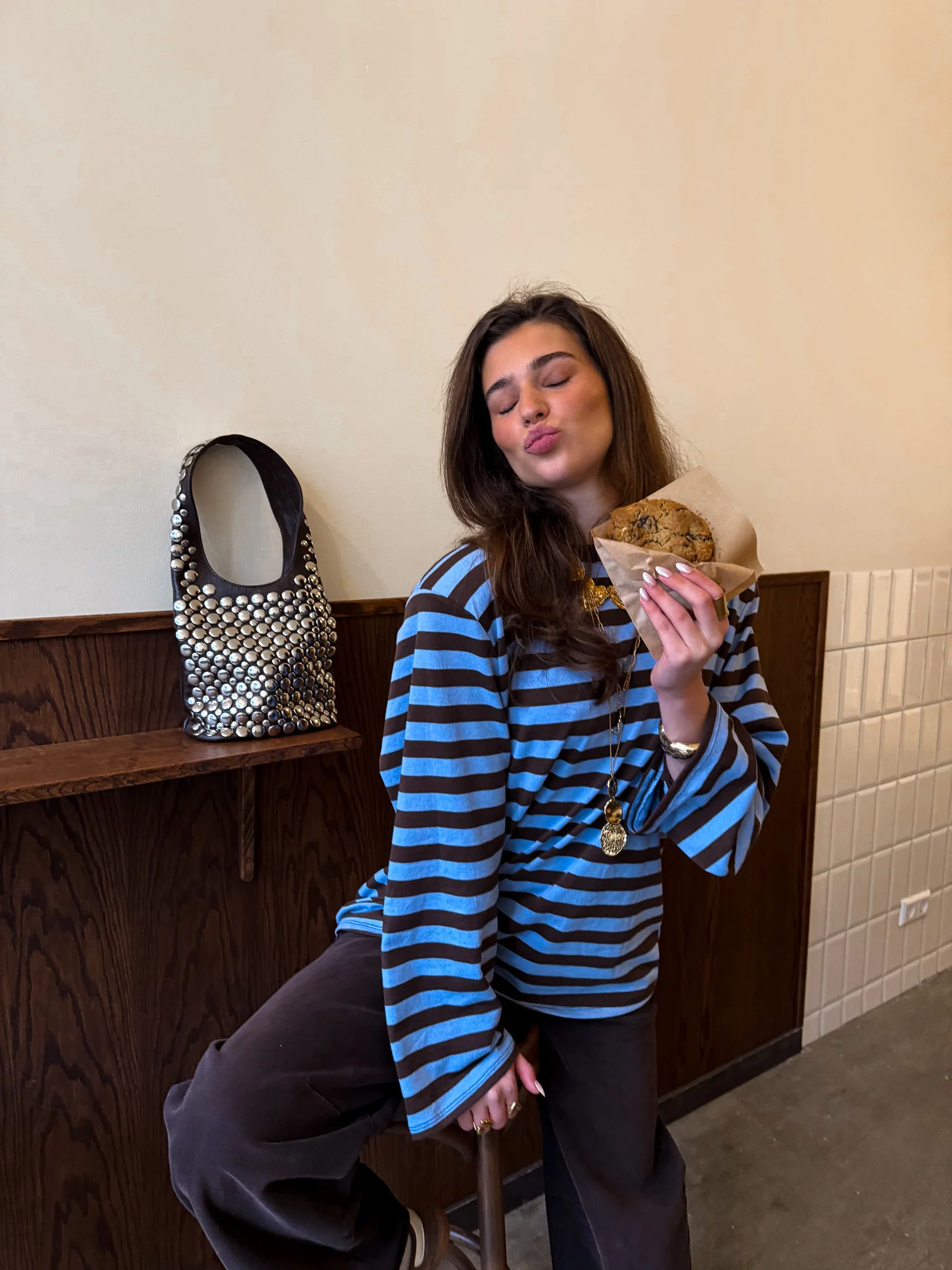 Crowded Gestreepte Longsleeve Bruin Blauw - Image 4