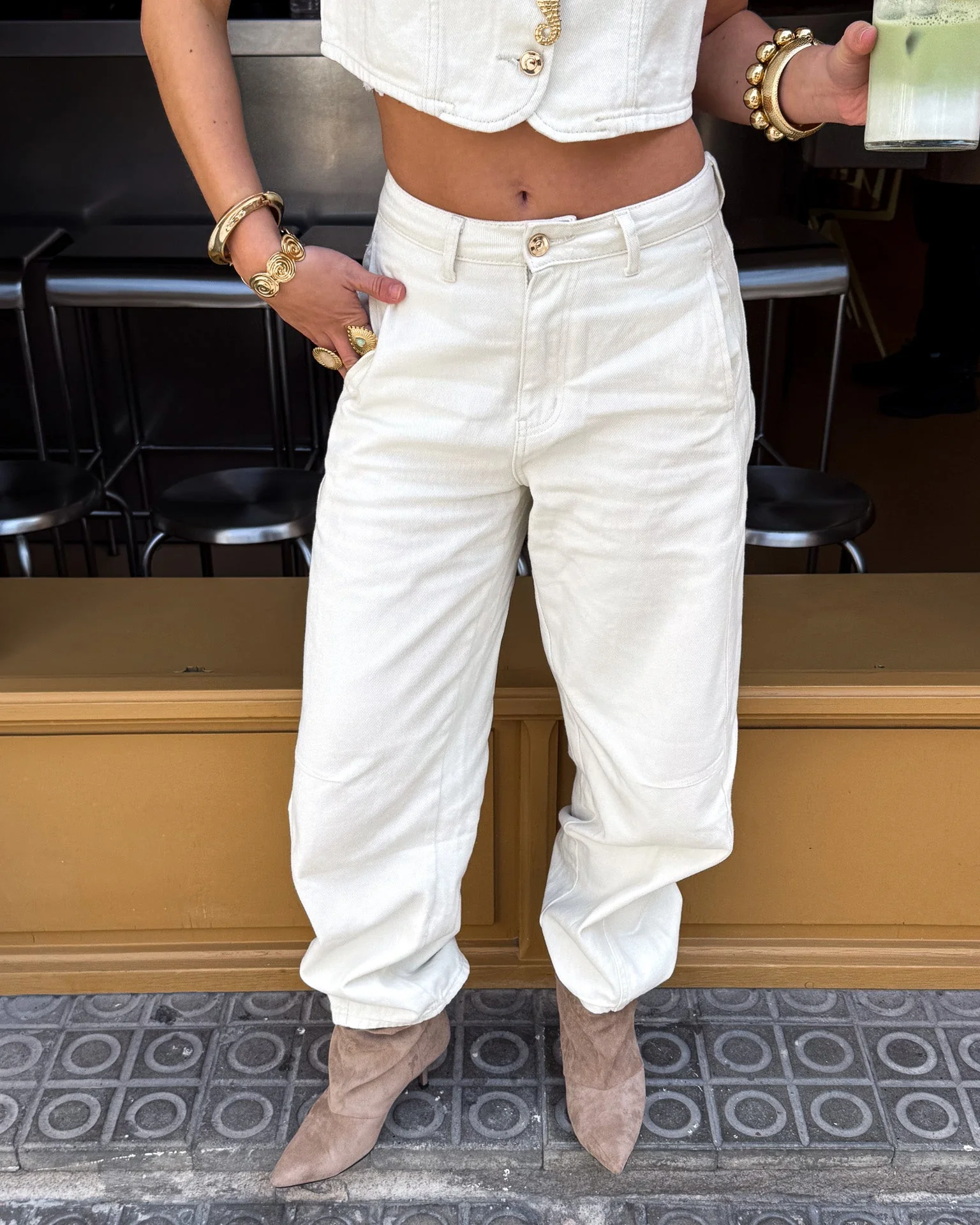 Dolly Barrel Jeans Gebroken Wit - Image 3