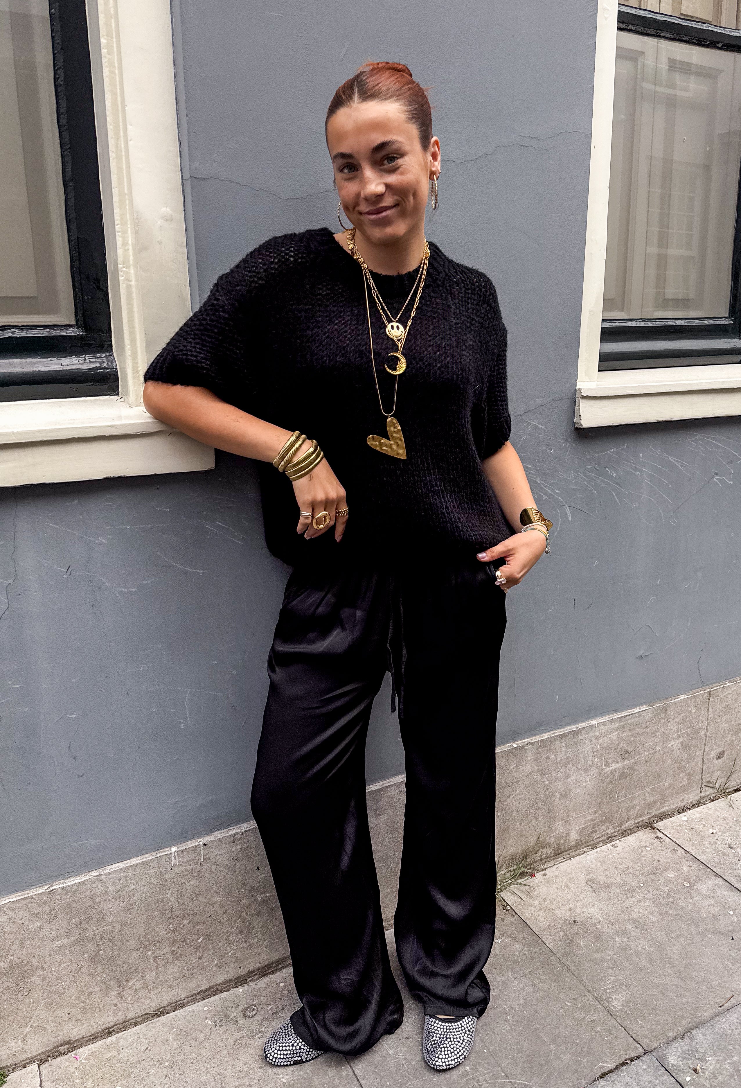 Donna Korte Mouwen Trui Zwart - Image 8