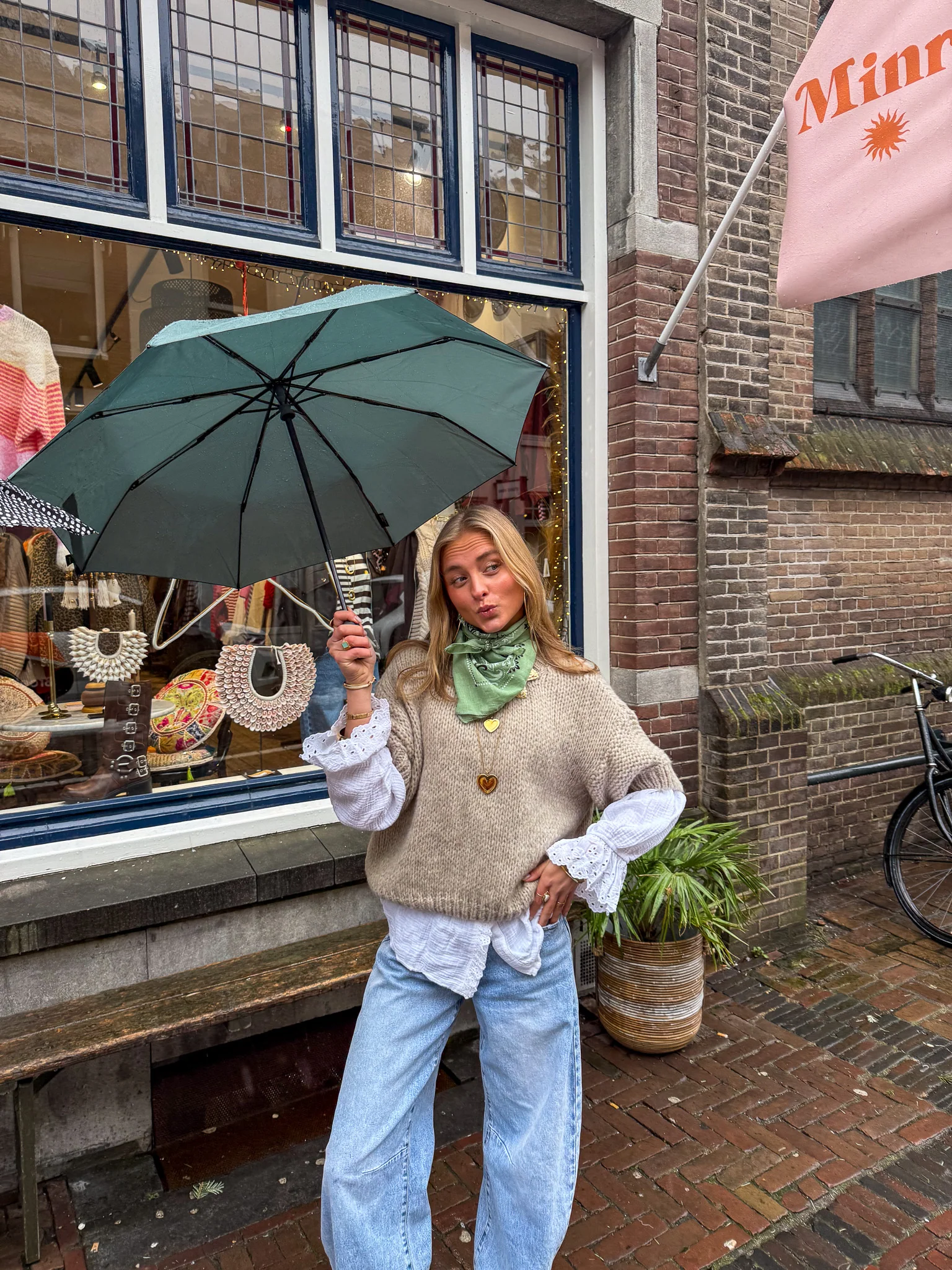 Donna Korte Mouwen Trui Zandkleur - Image 3
