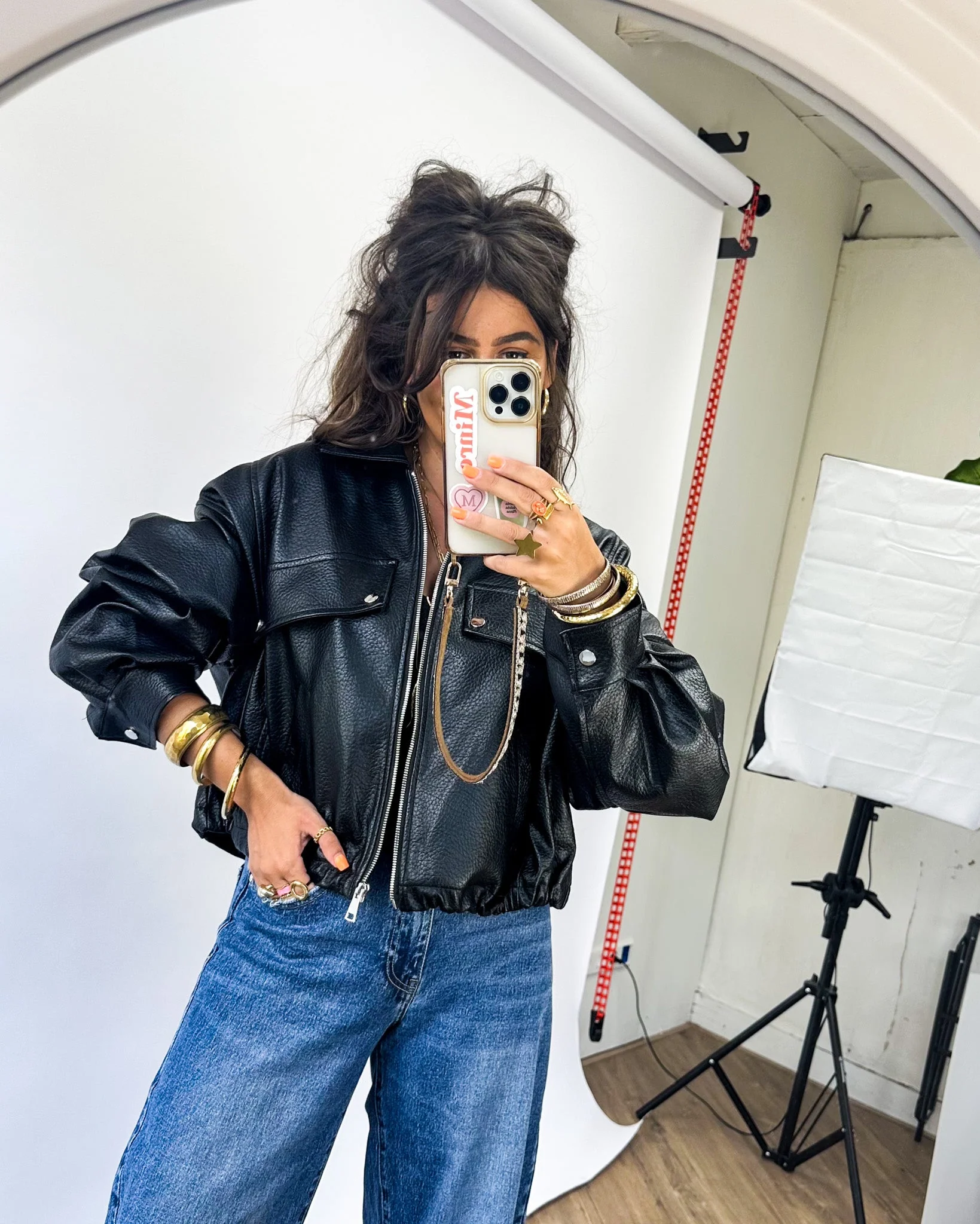 Frame Leather Bomber Jacket Zwart