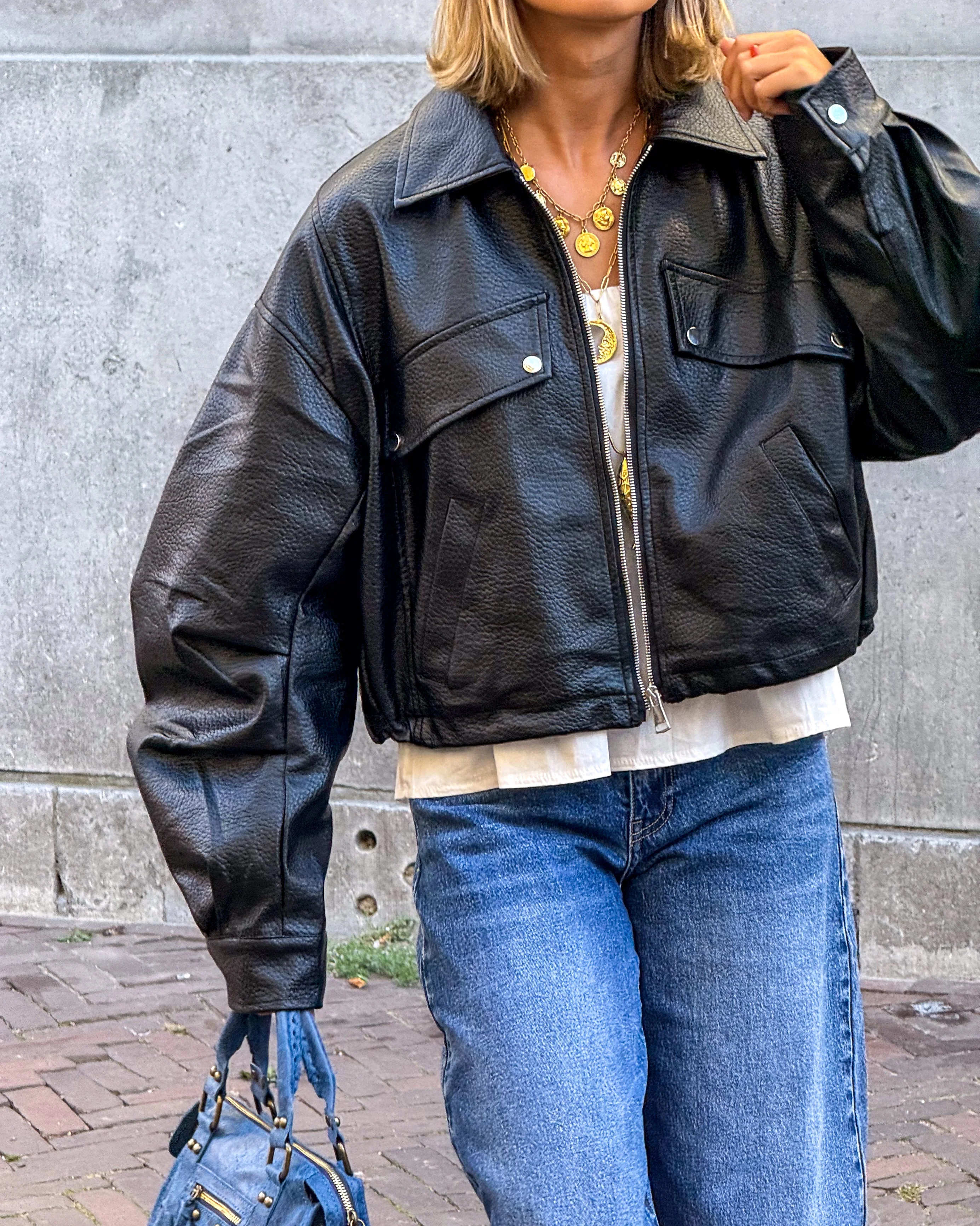 Frame Leather Bomber Jacket Zwart - Image 4