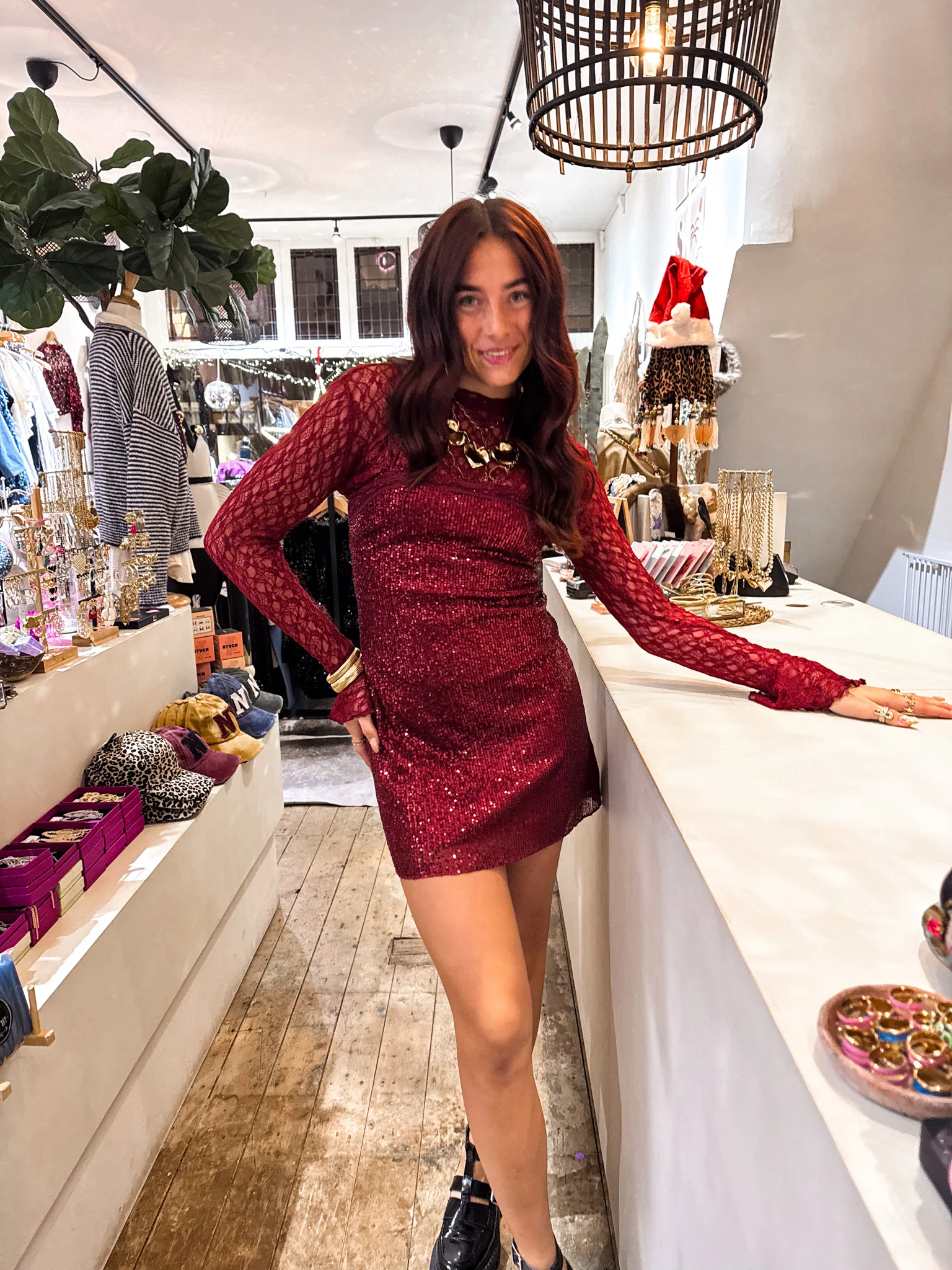Gigi Sparkle Jurk Bordeaux Rood - Image 7