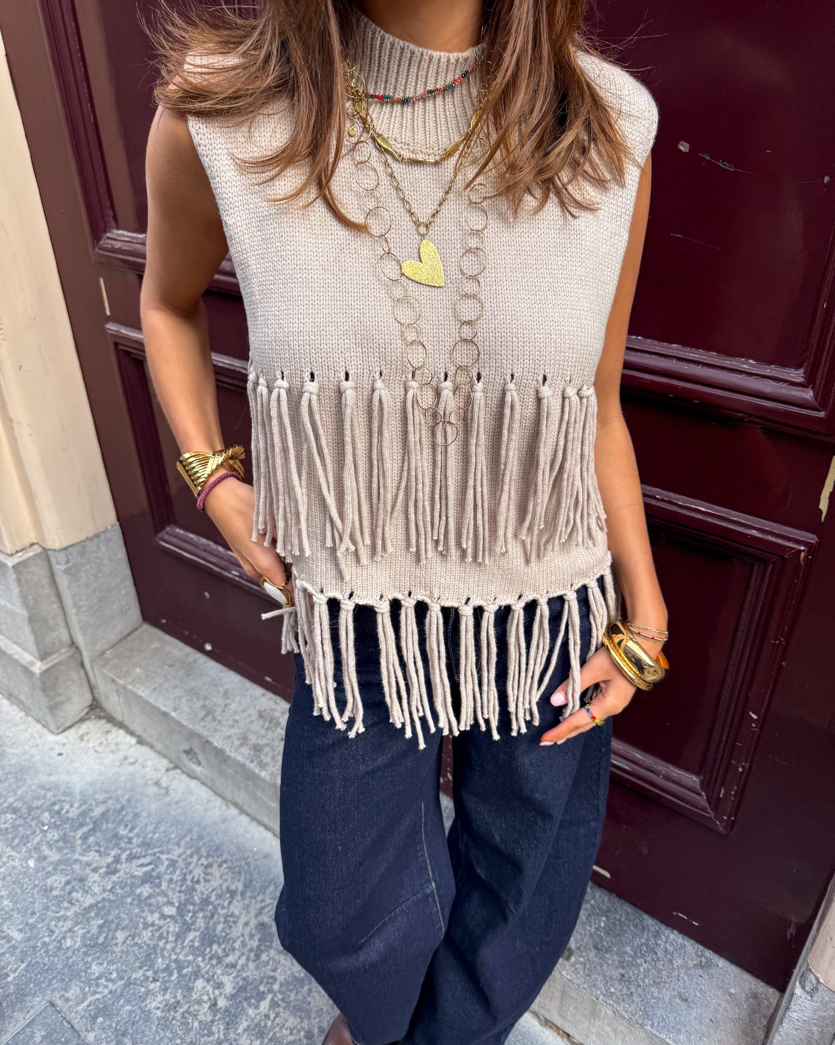 Harvest Fringe Spencer Beige - Image 5