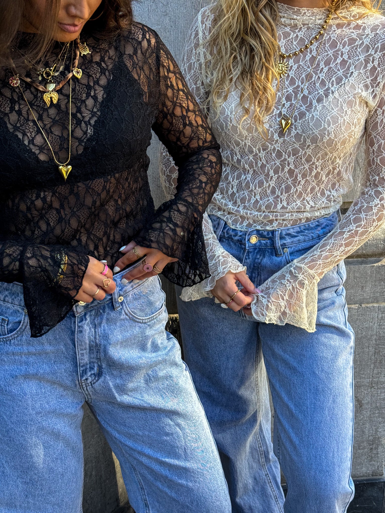 Jade Lace Longsleeve Top Creme - Image 3
