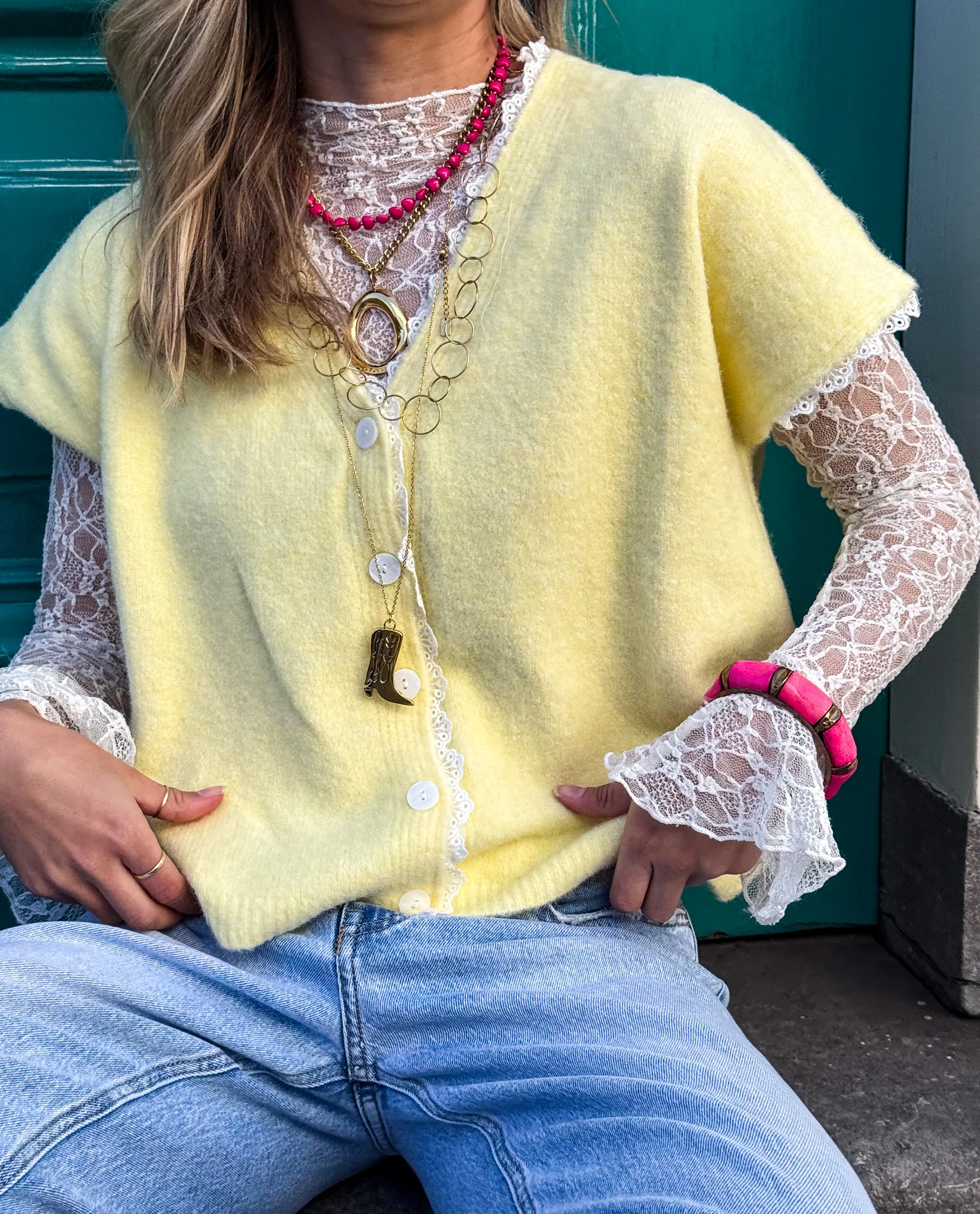 Jade Lace Longsleeve Top Wit - Image 5