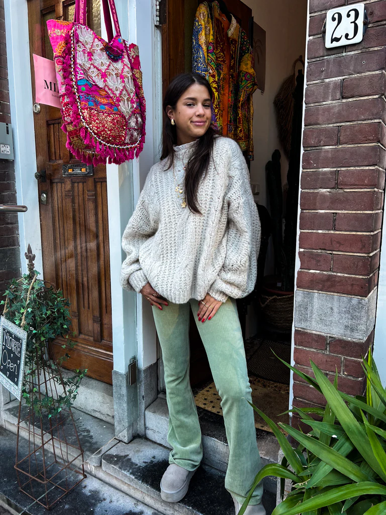 Julie Rib Flared Pants Mint - Image 4
