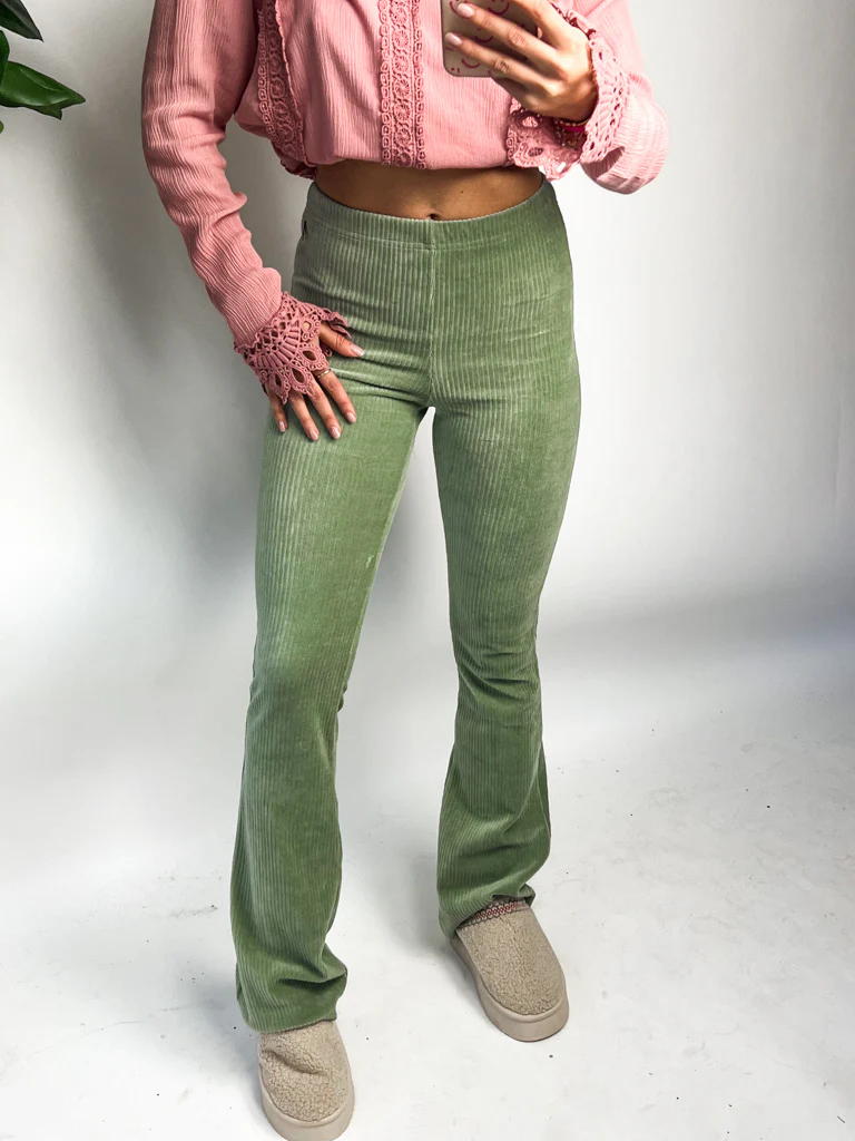 Julie Rib Flared Pants Mint - Image 5
