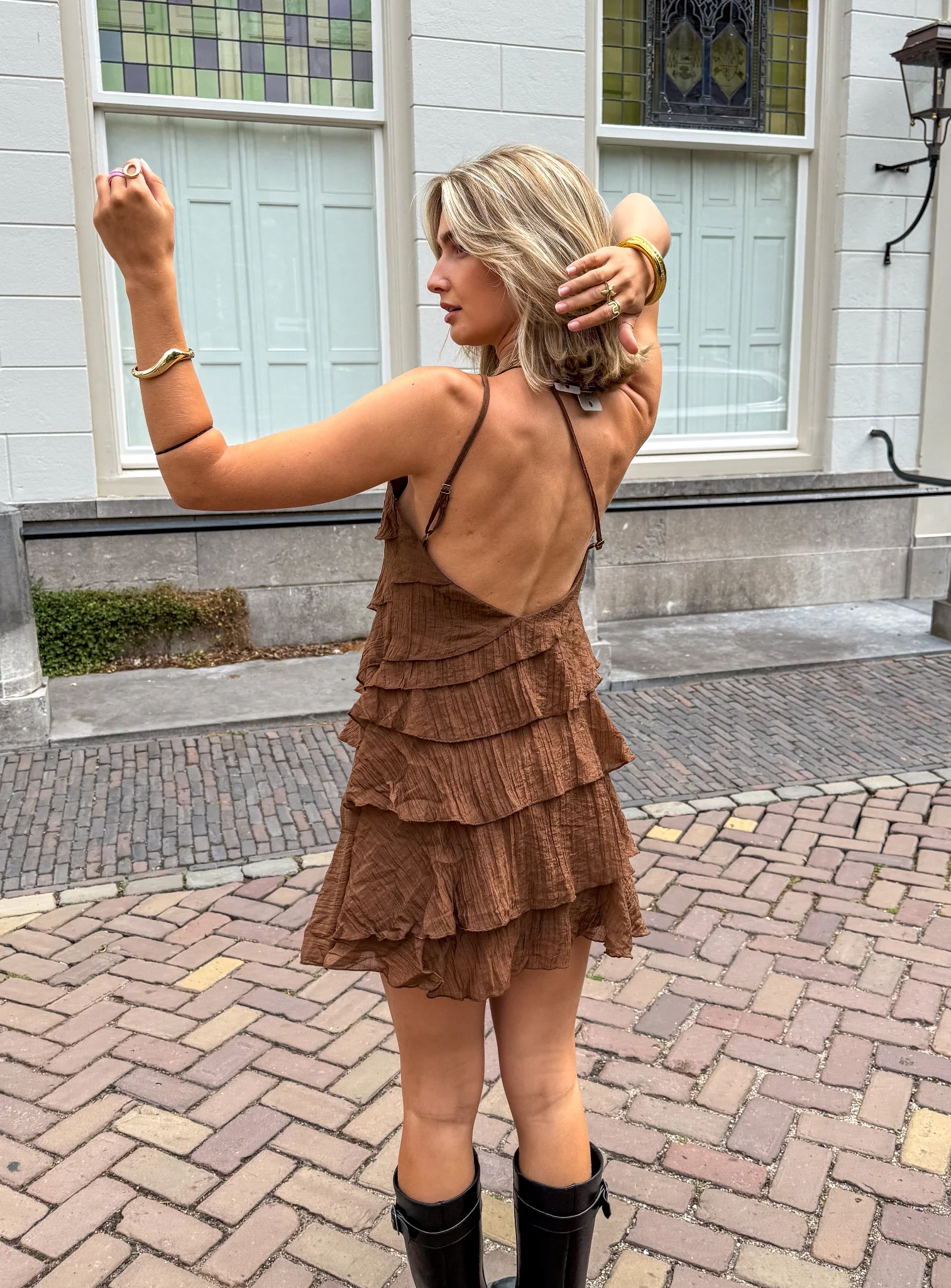 Kate Flowy Jurk Bruin - Image 6