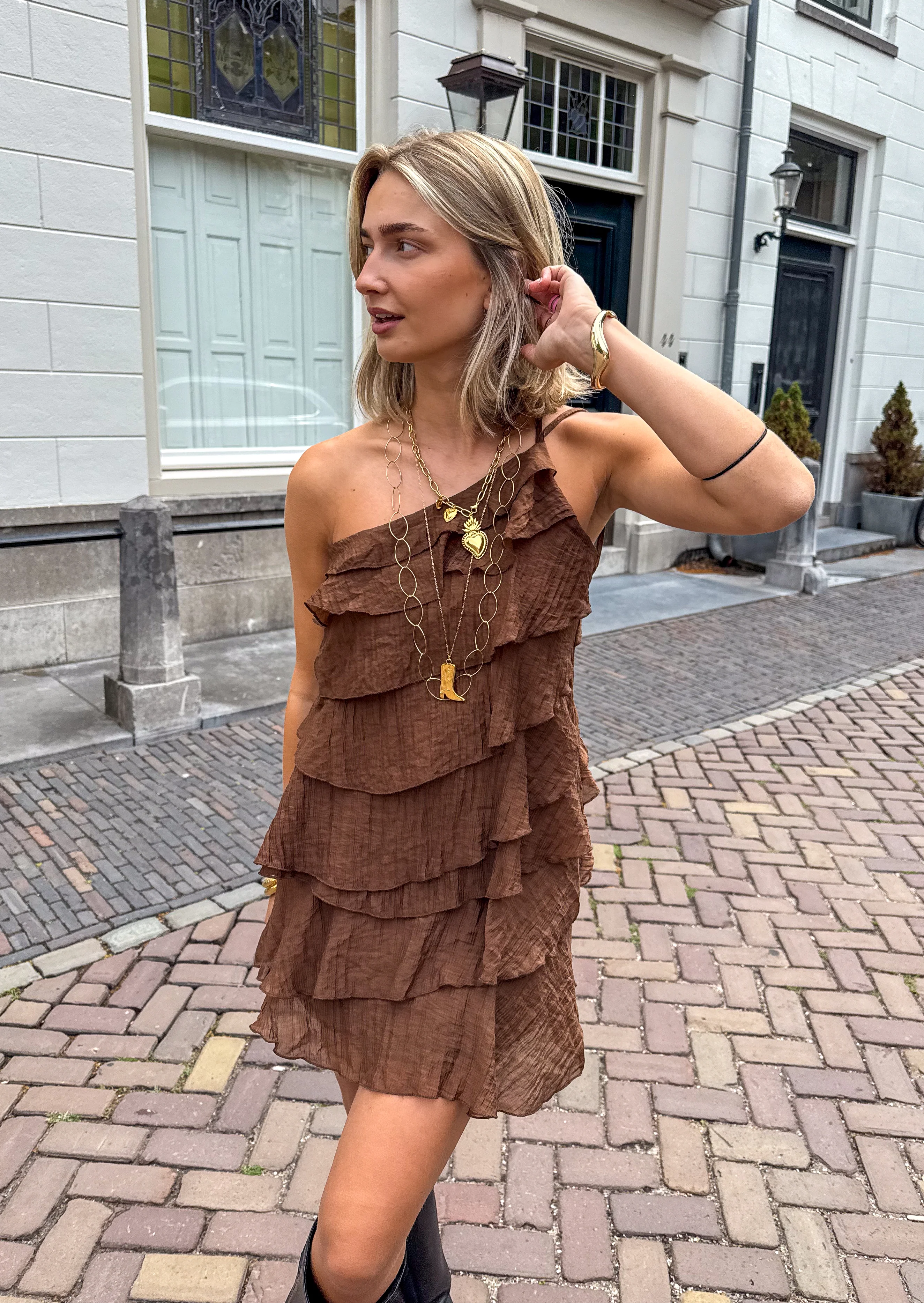 Kate Flowy Jurk Bruin - Image 7