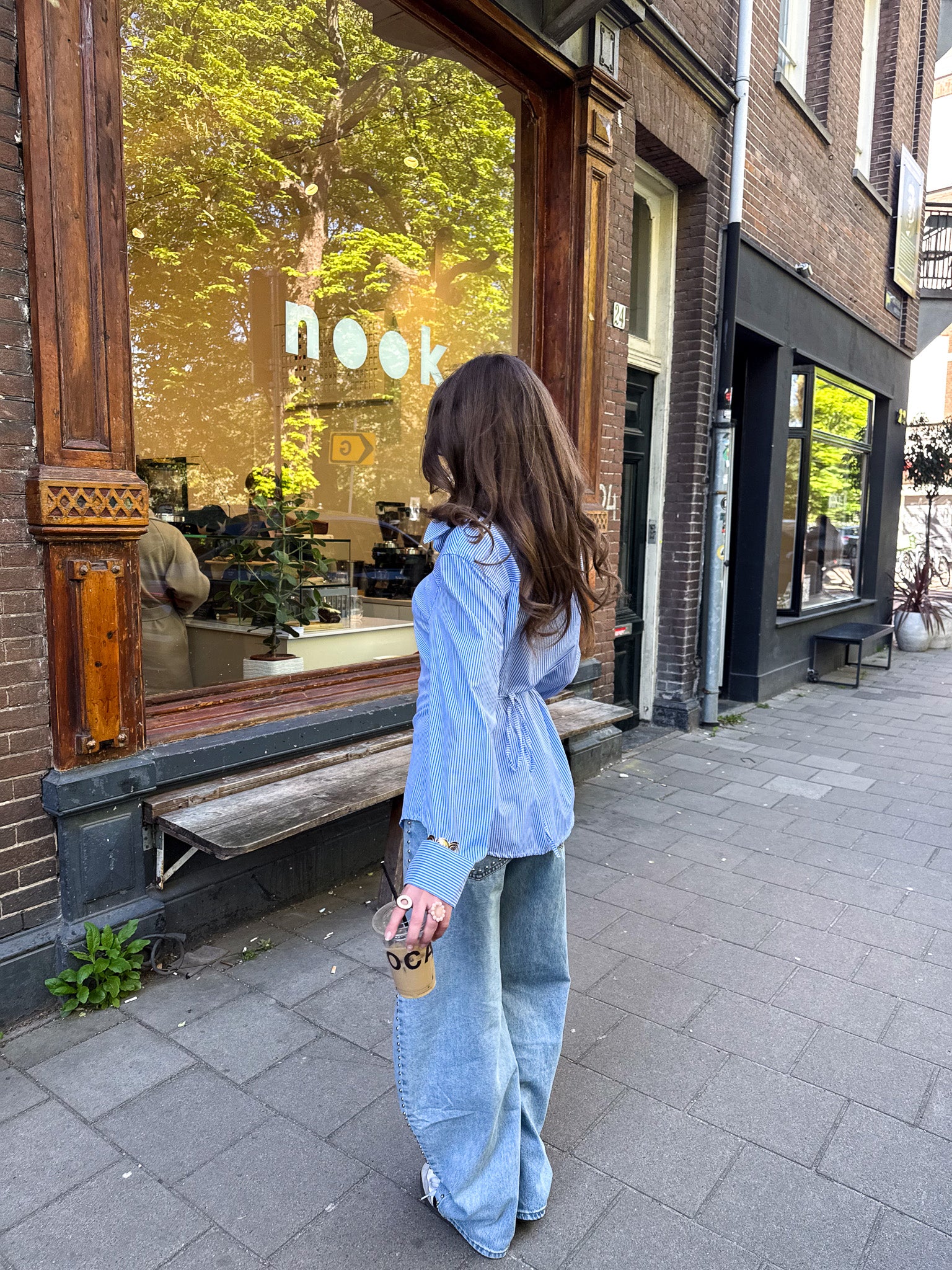 Livia Streep Blouse Blauw - Image 2
