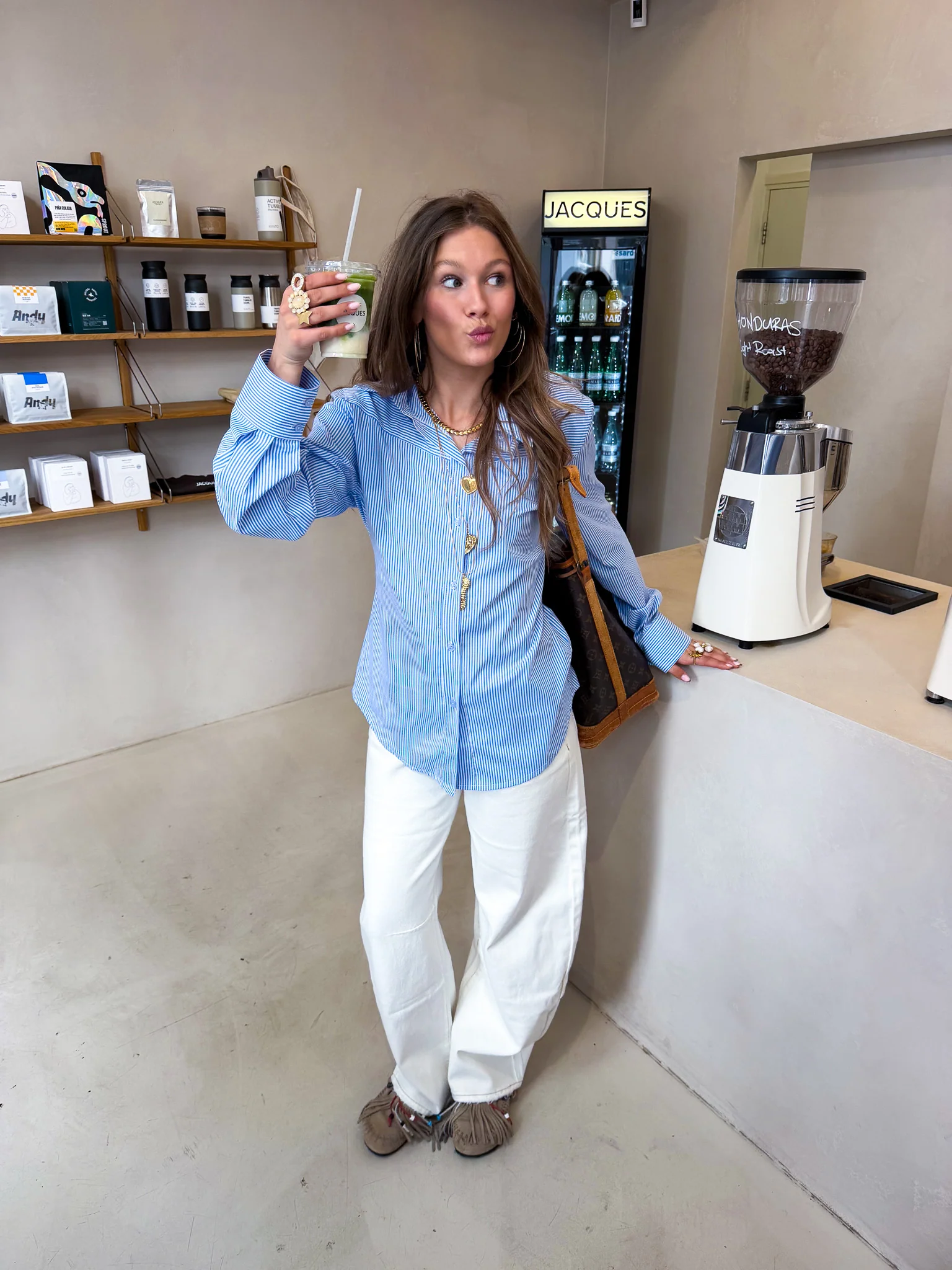 Livia Streep Blouse Blauw - Image 3