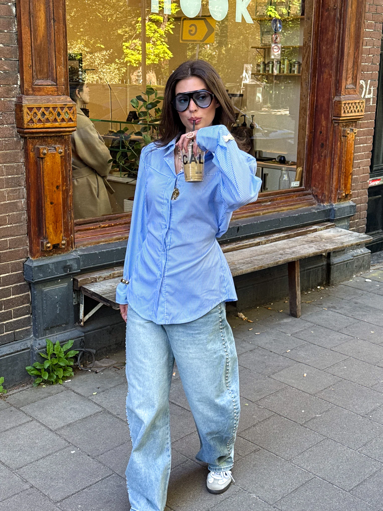 Livia Streep Blouse Blauw - Image 5