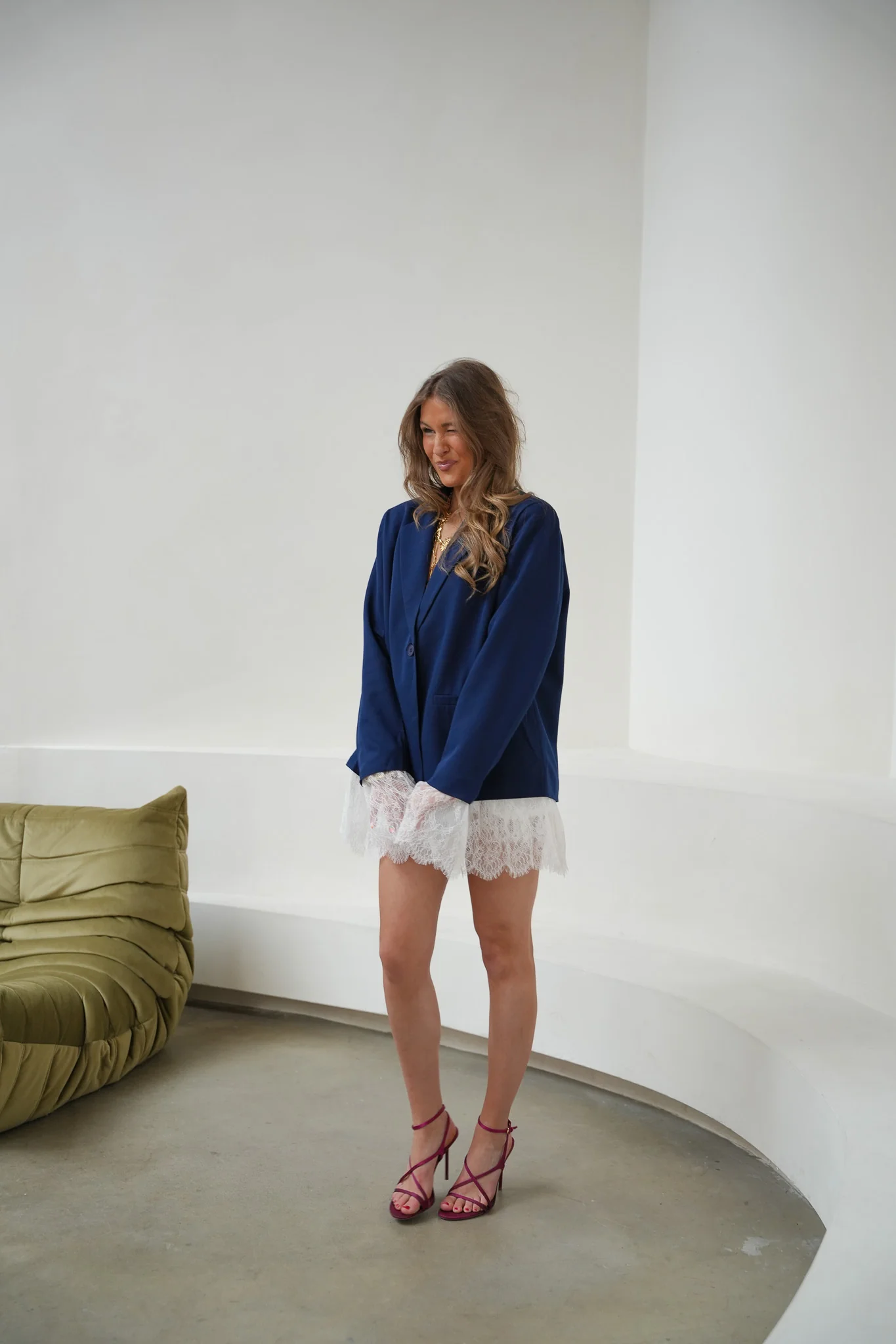 Lou Blazer Lace Detail Navy - Image 4