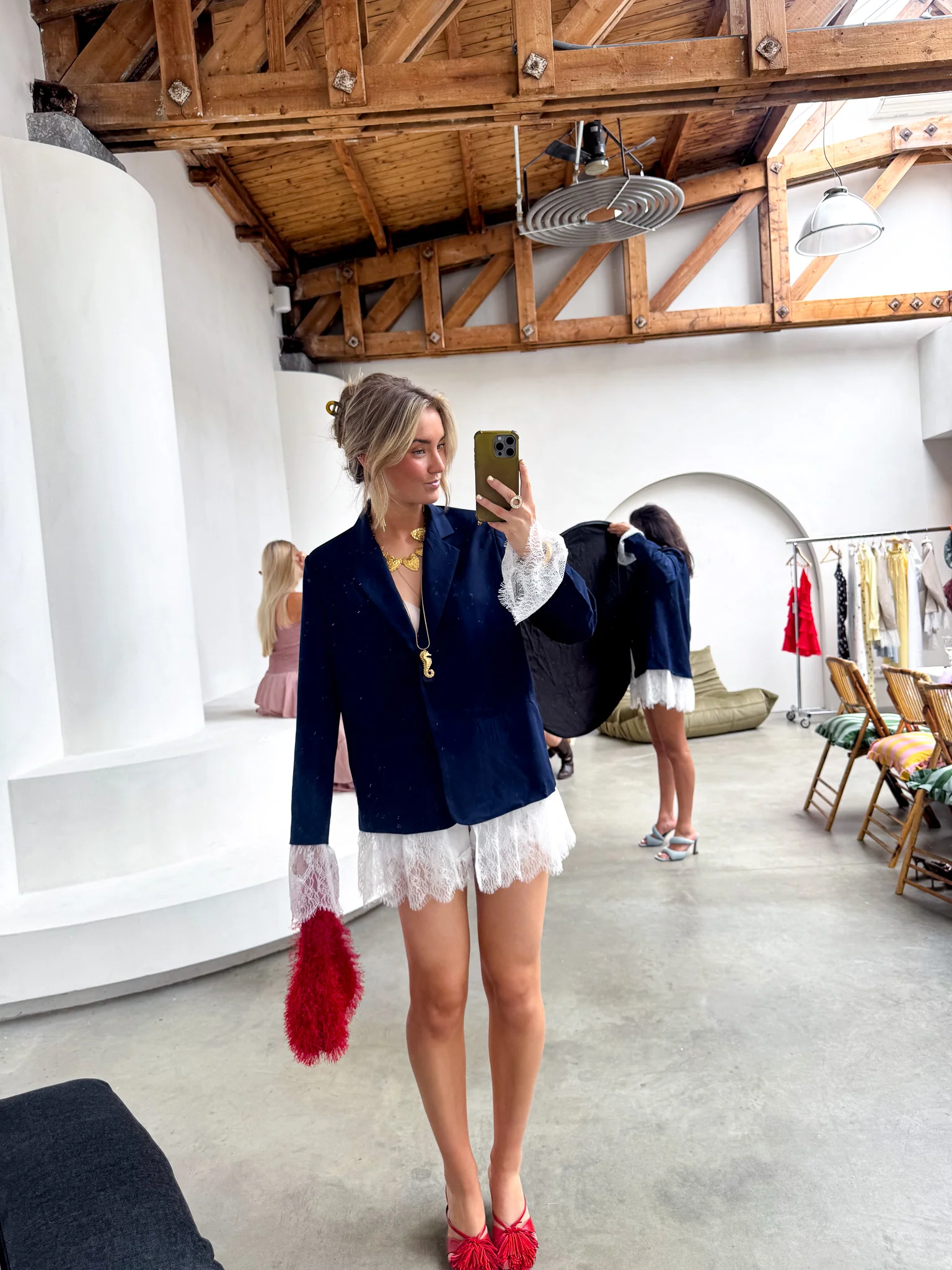 Lou Blazer Lace Detail Navy - Image 5