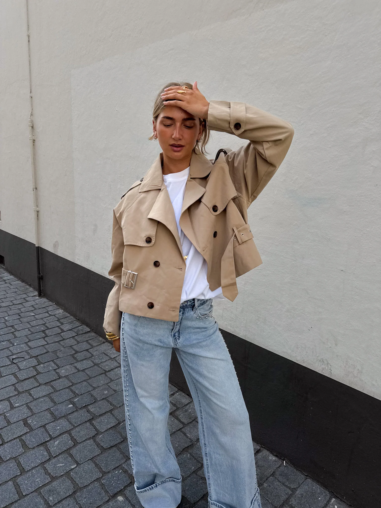 Lou Cropped Trenchcoat Camel - Image 4