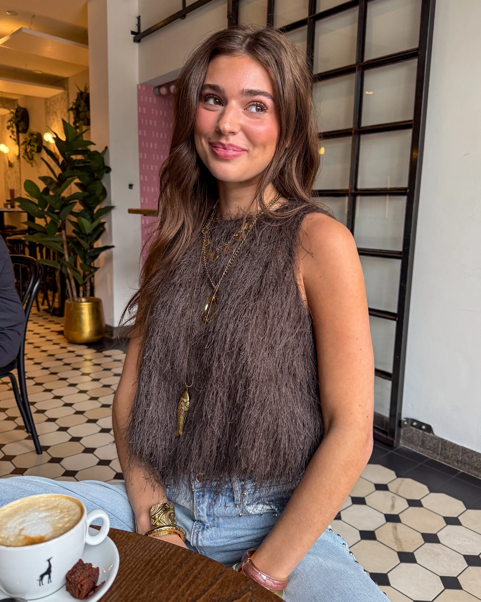 Maryam Fluffy Top Brown - Image 4