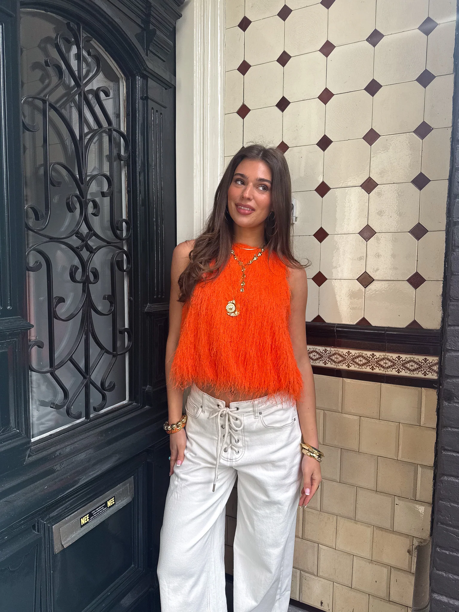 Maryam Fluffy Top Oranje - Image 3