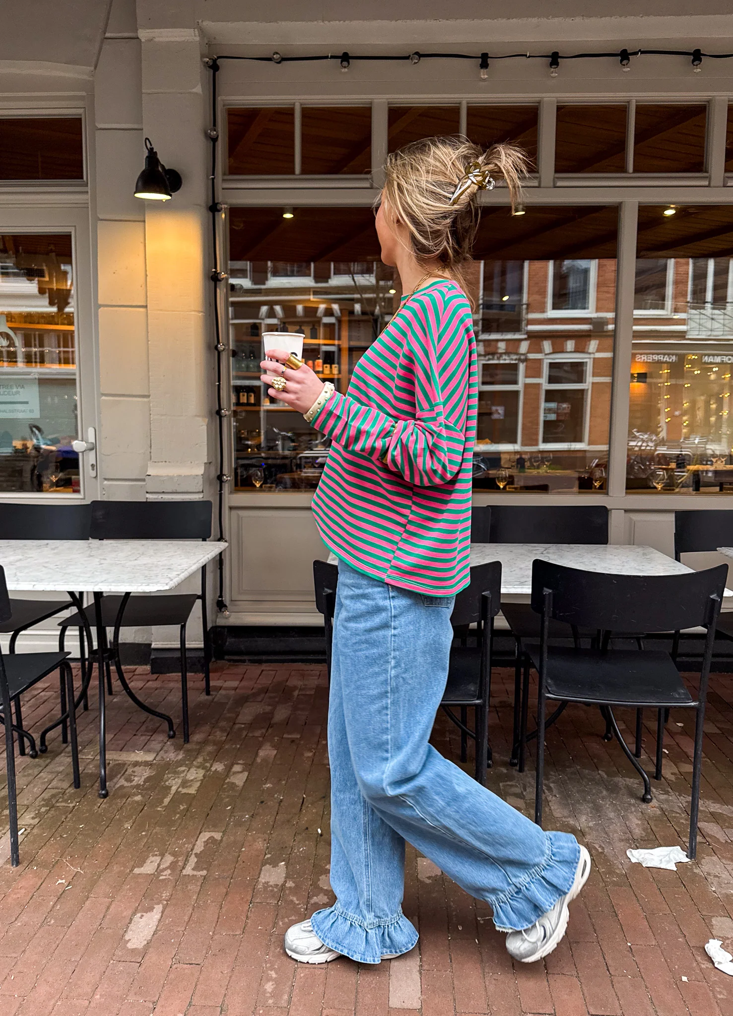 Mave Gestreepte Top Groen Roze - Image 6