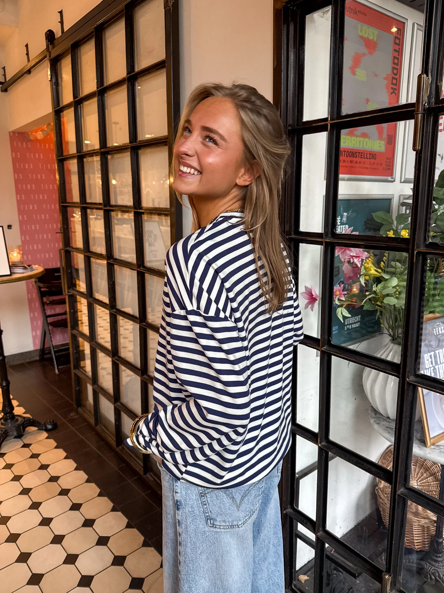 Mave Gestreepte Top Navy Wit - Image 6