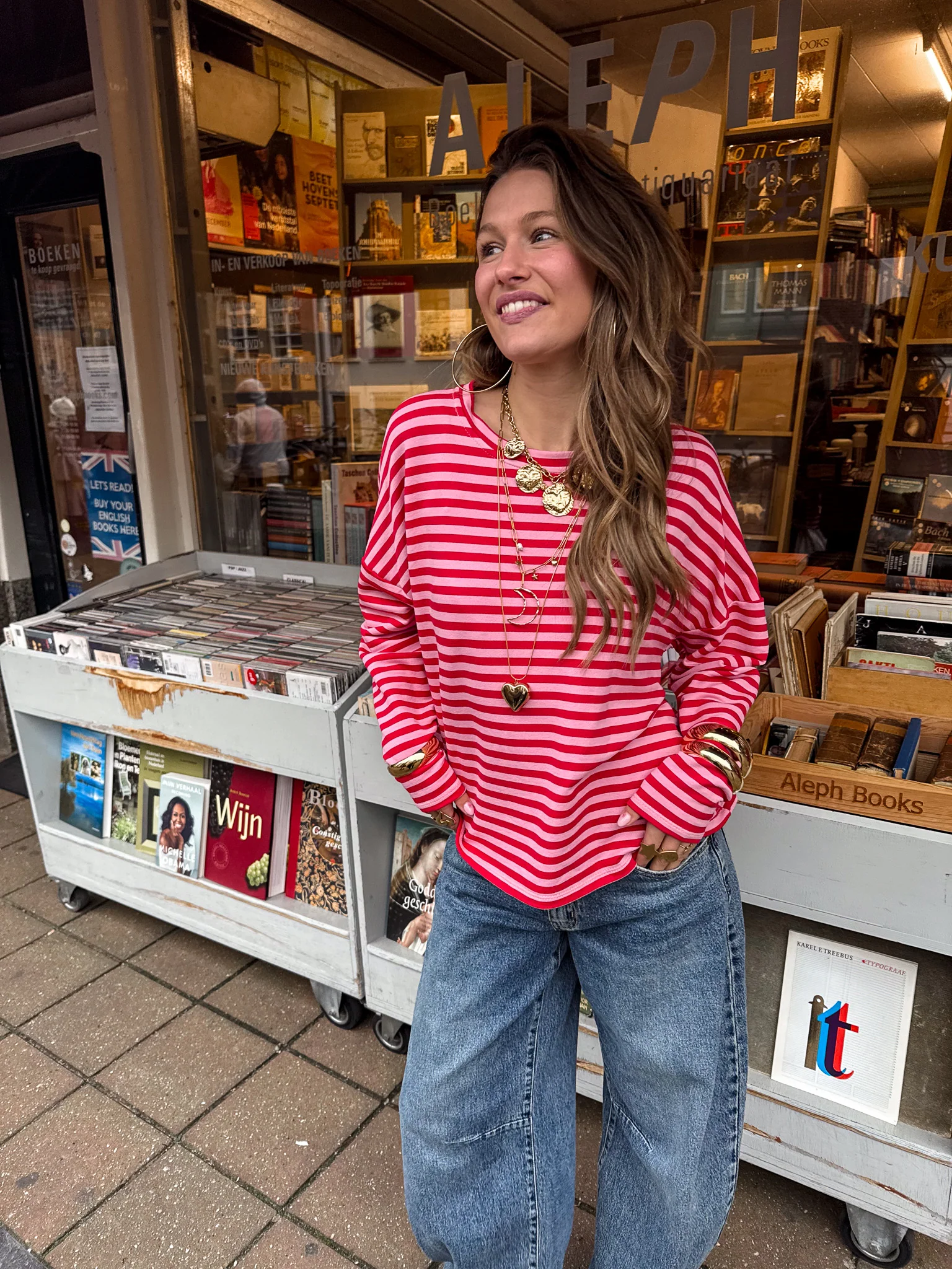 Mave Gestreepte Top Rood Roze - Image 3