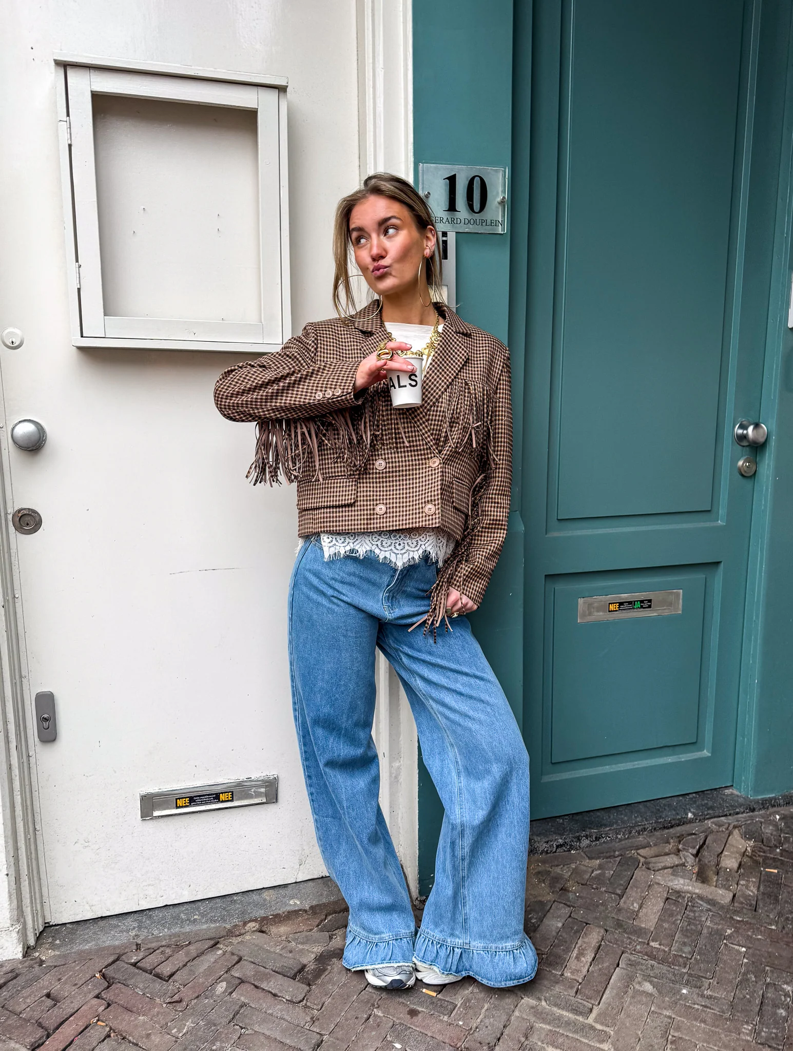 May Straight Leg Ruffle Jeans - Image 9
