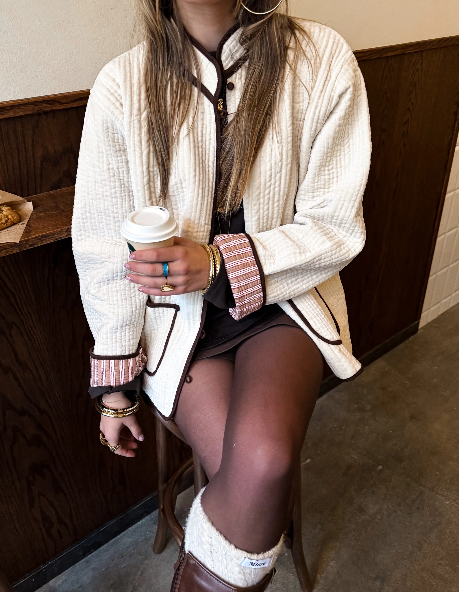 Micky Velvet Jacket Creme - Image 7