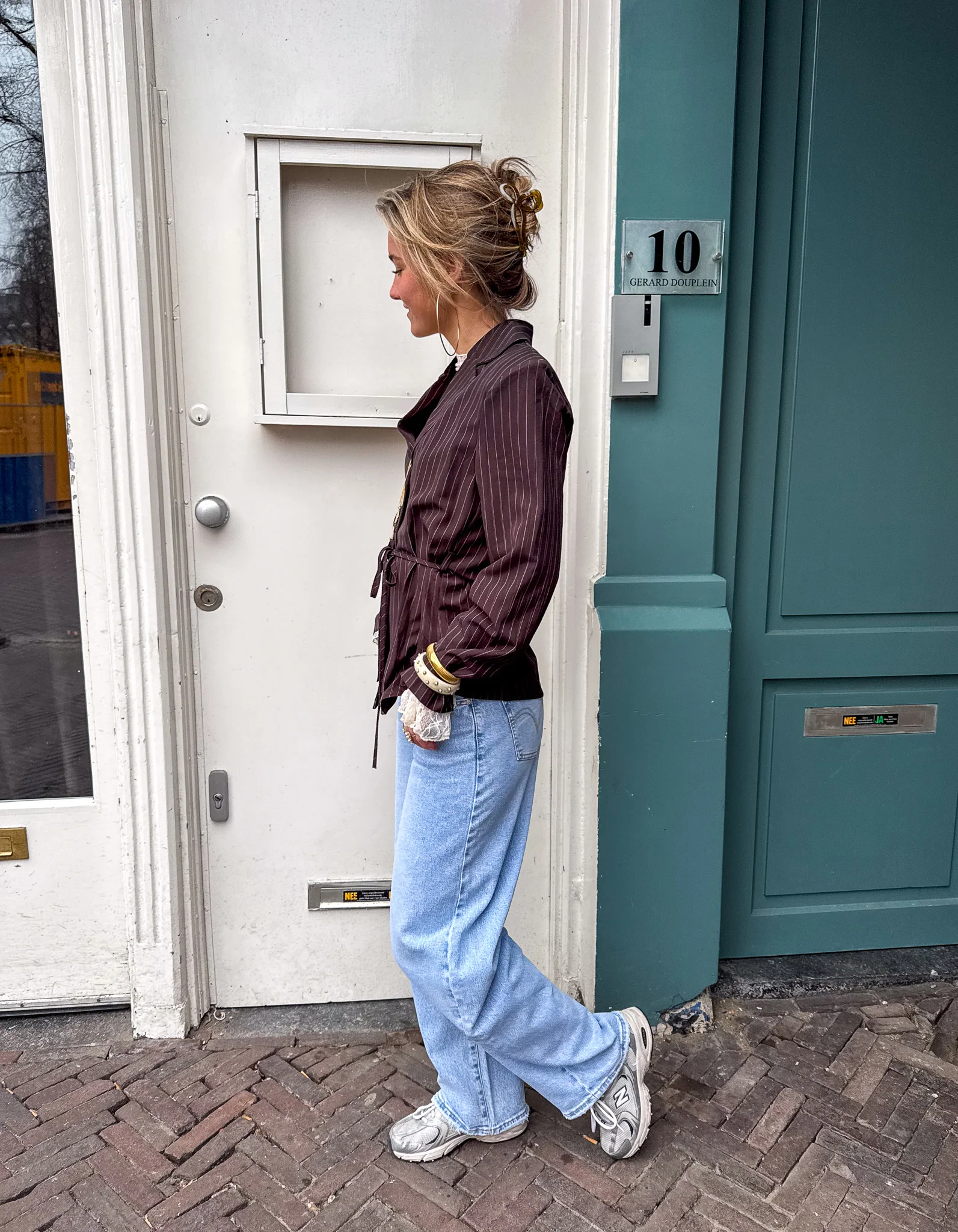 Mist Blazer Bruin Gestreept - Image 8