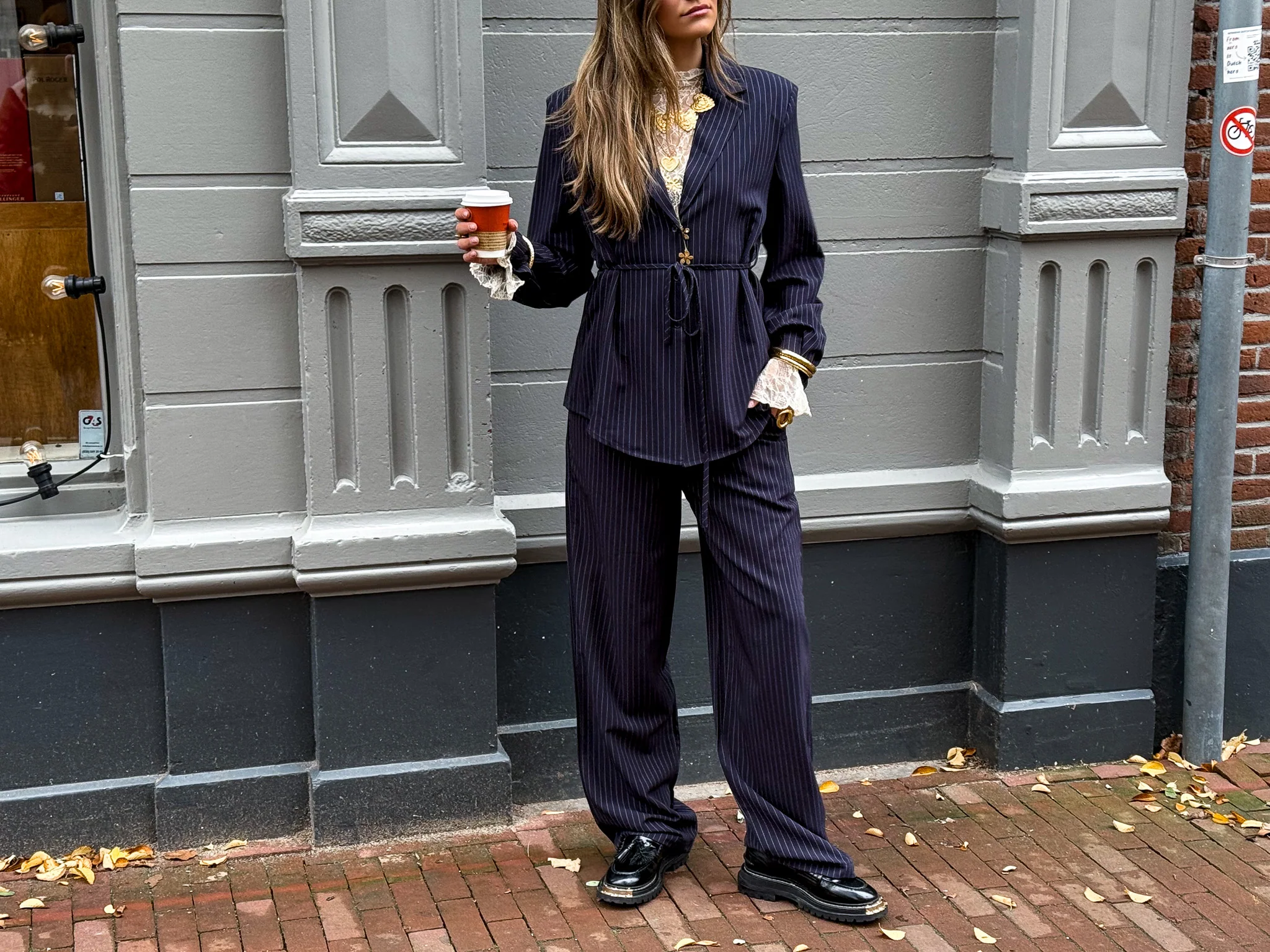 Mist Pantalon Navy Gestreept - Image 4