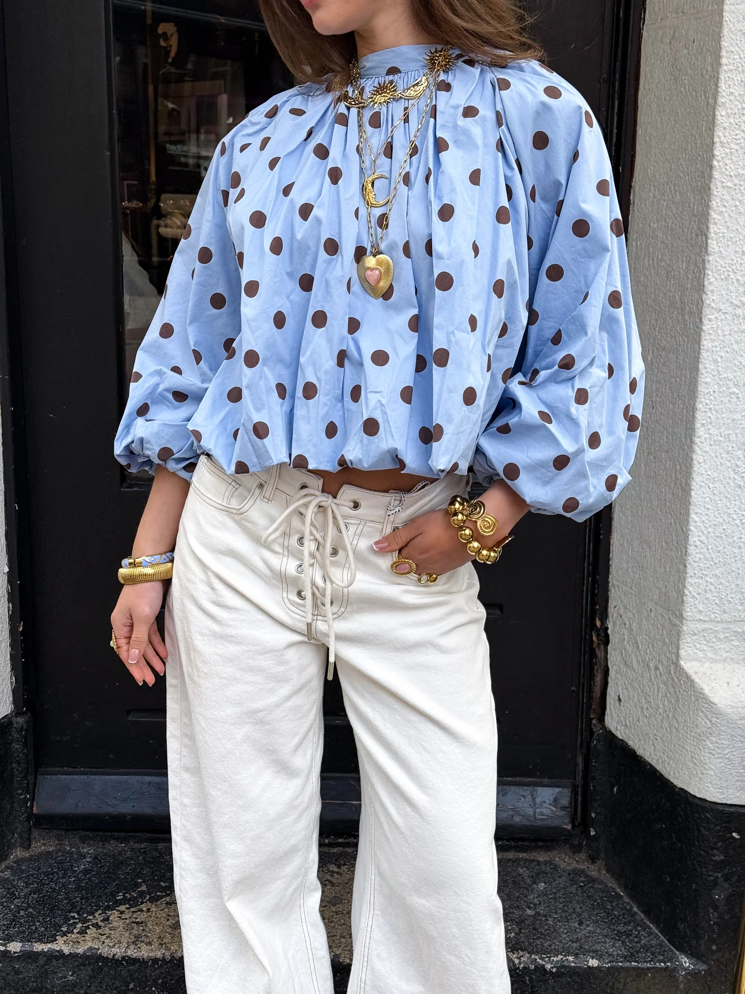 Mona Stippen Top Blauw - Image 5