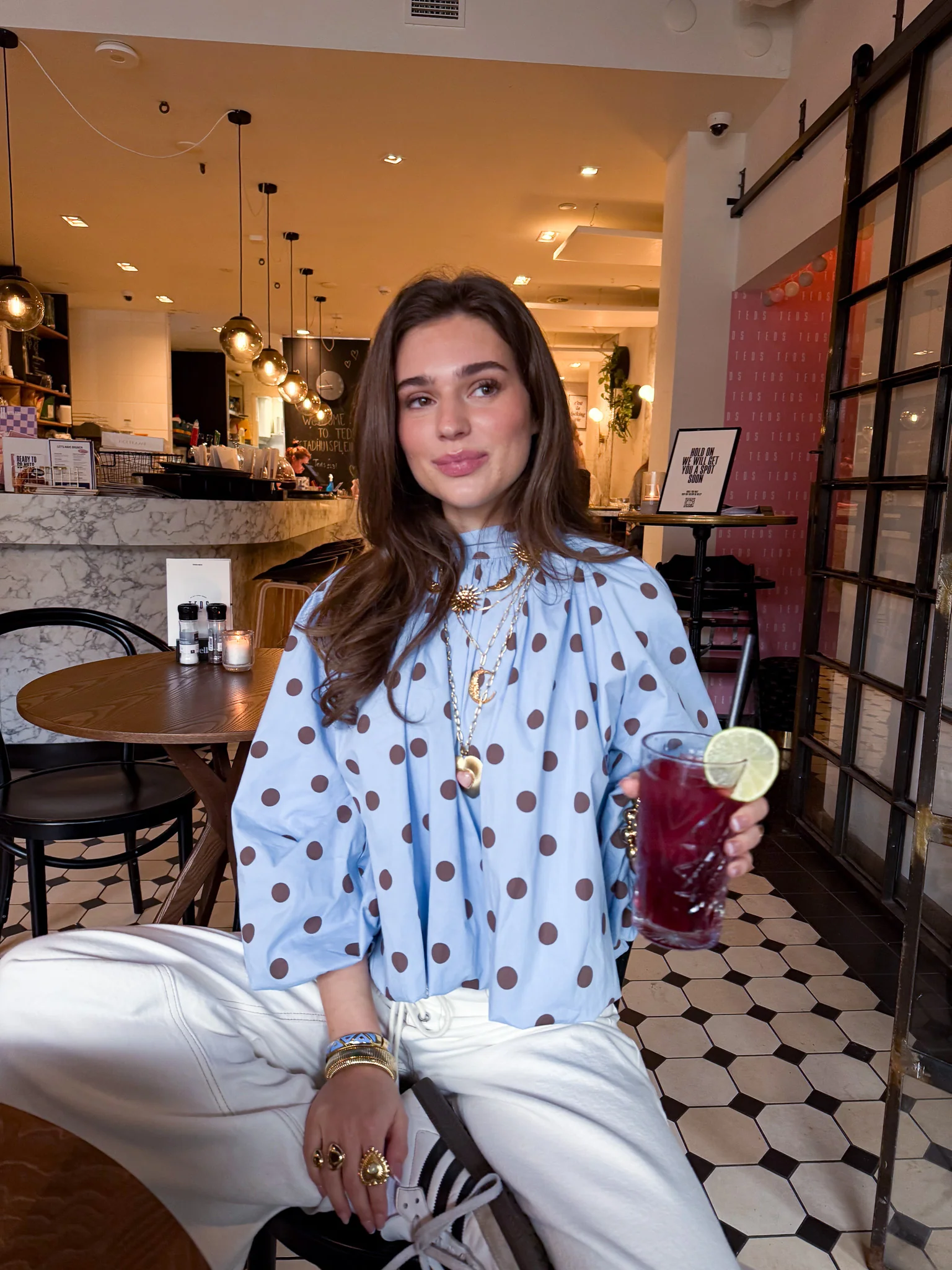 Mona Stippen Top Blauw - Image 7