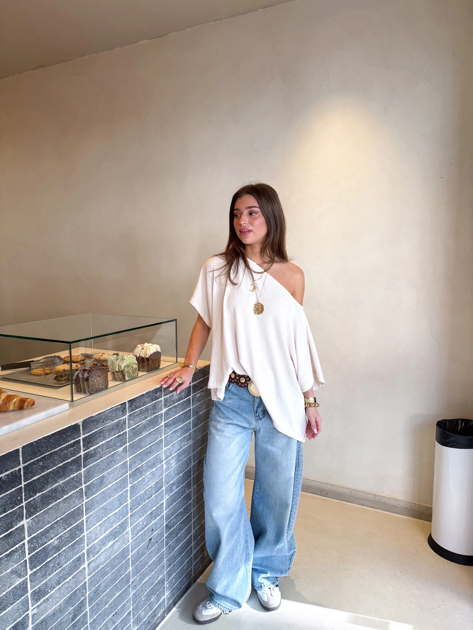 Nomi Off Shoulder Shirt Beige - Image 8