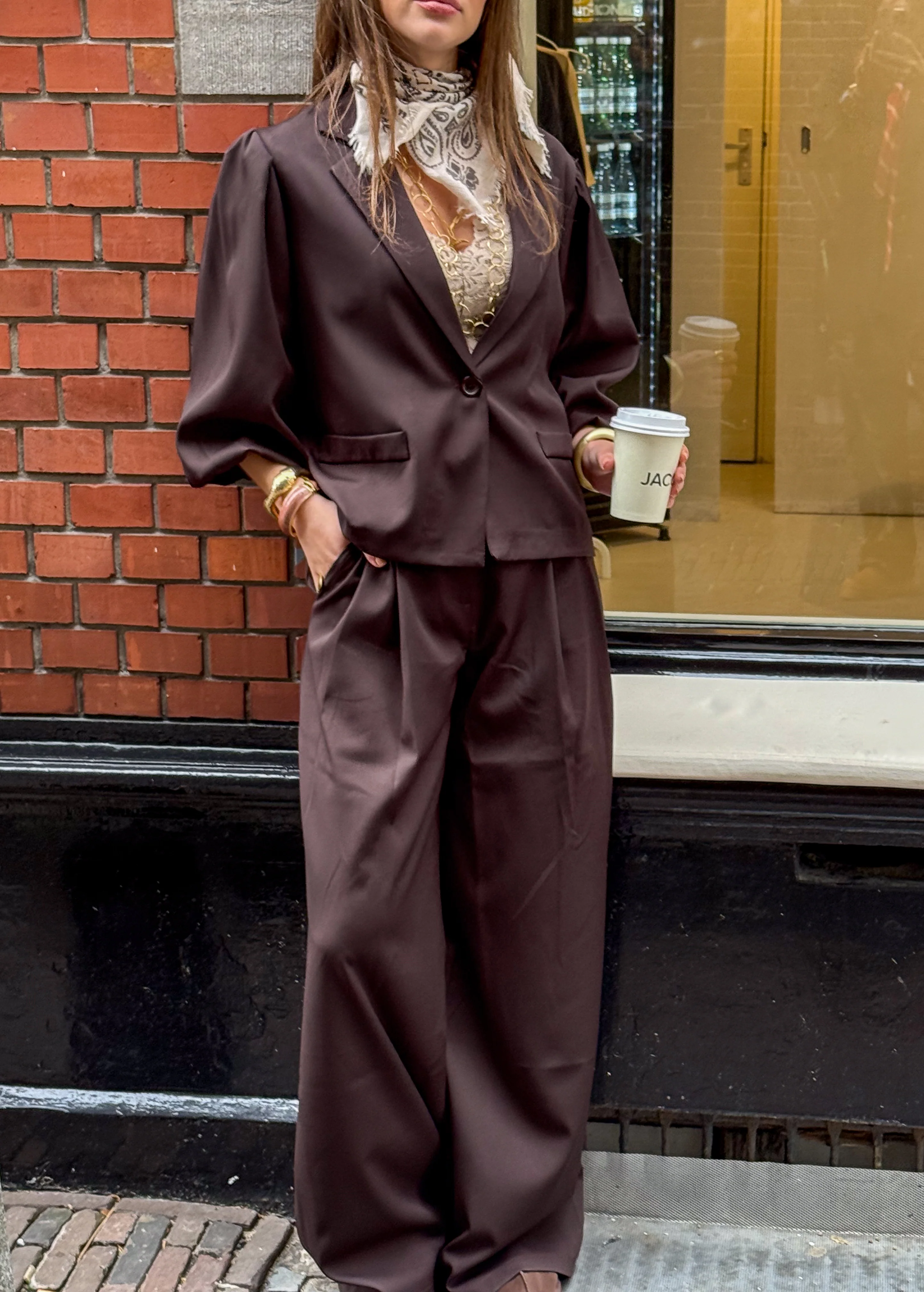 Nora Korte Mouwen Blazer Bruin - Image 3