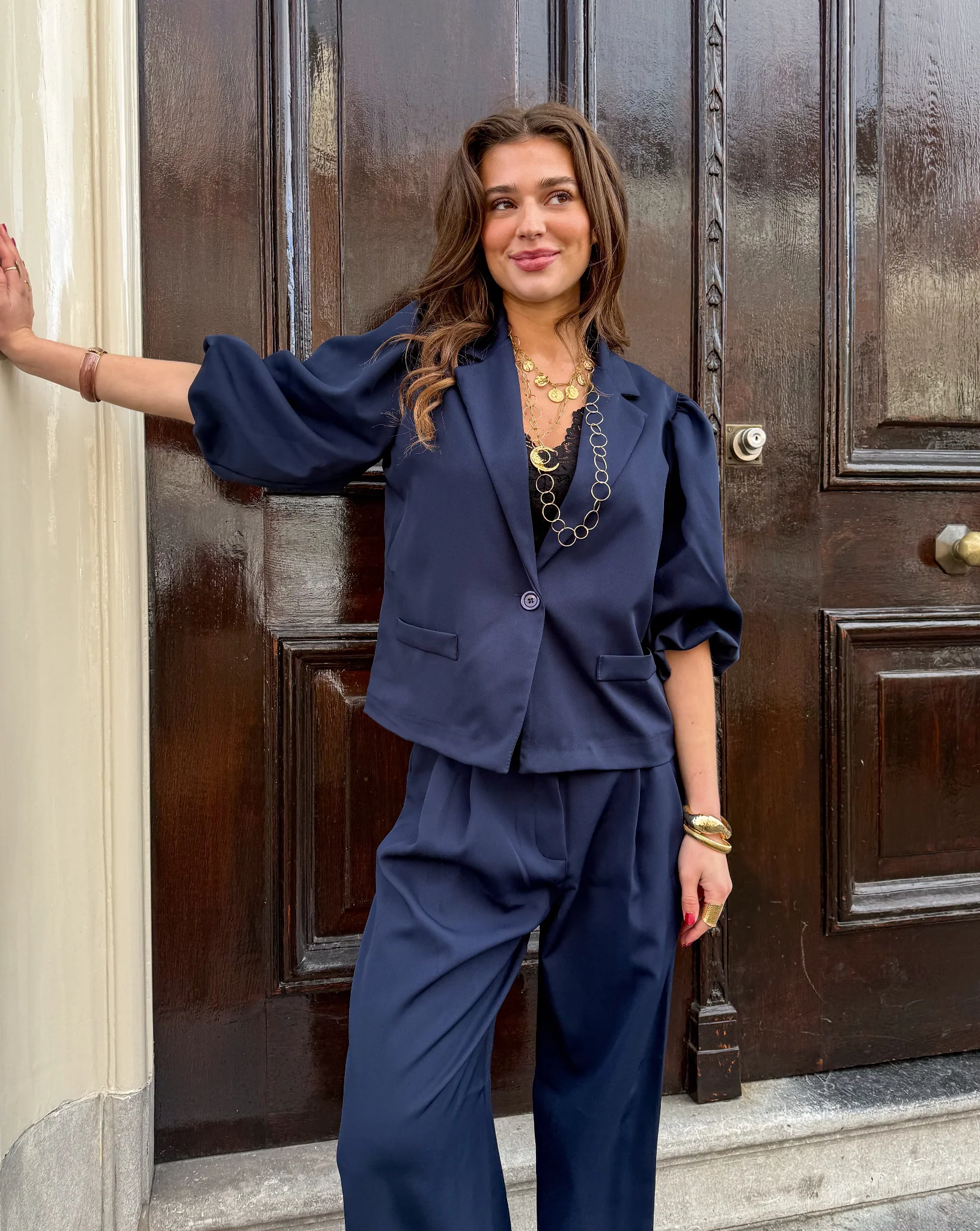 Nora Korte Mouwen Blazer Navy - Image 3