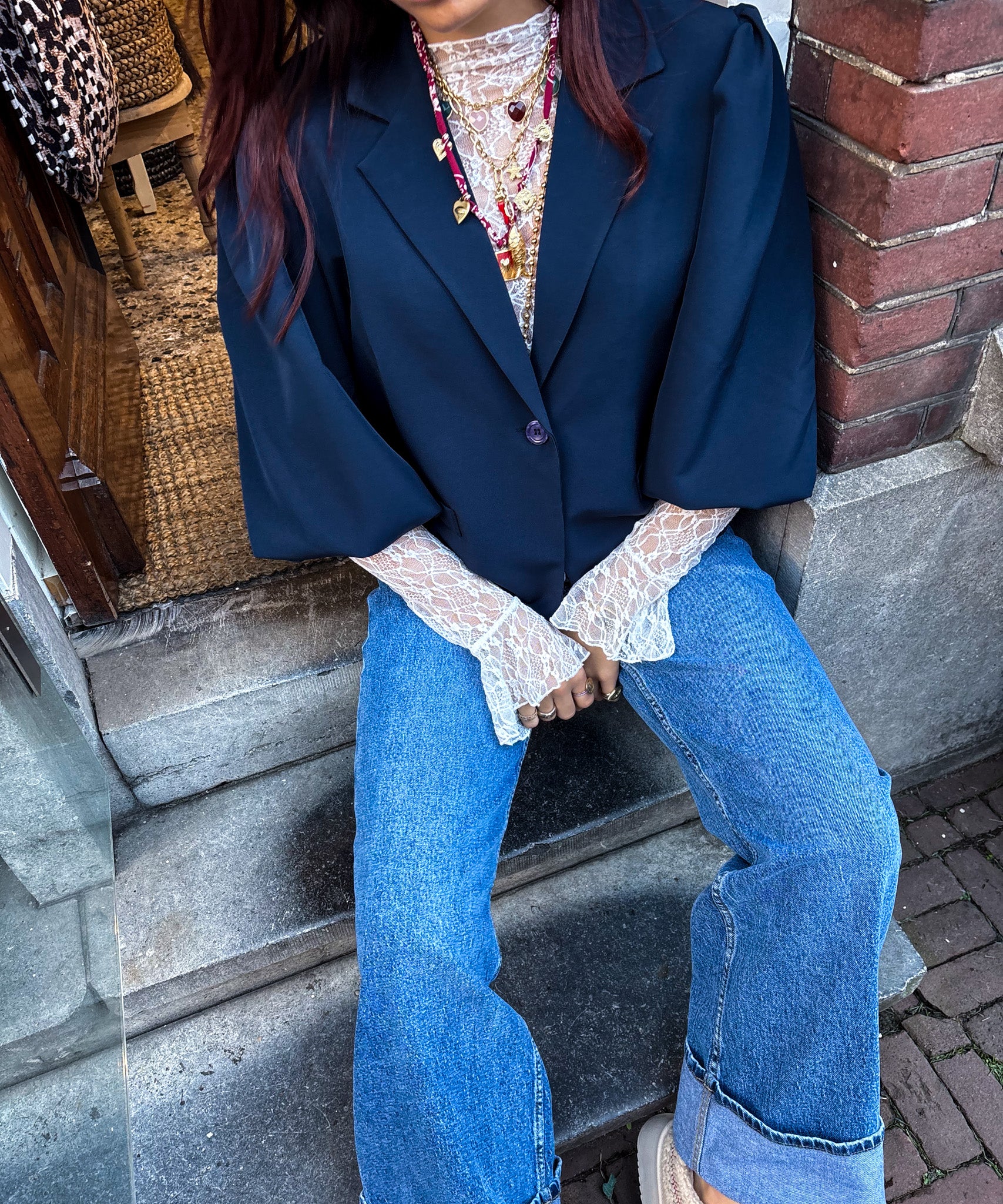 Nora Korte Mouwen Blazer Navy - Image 7