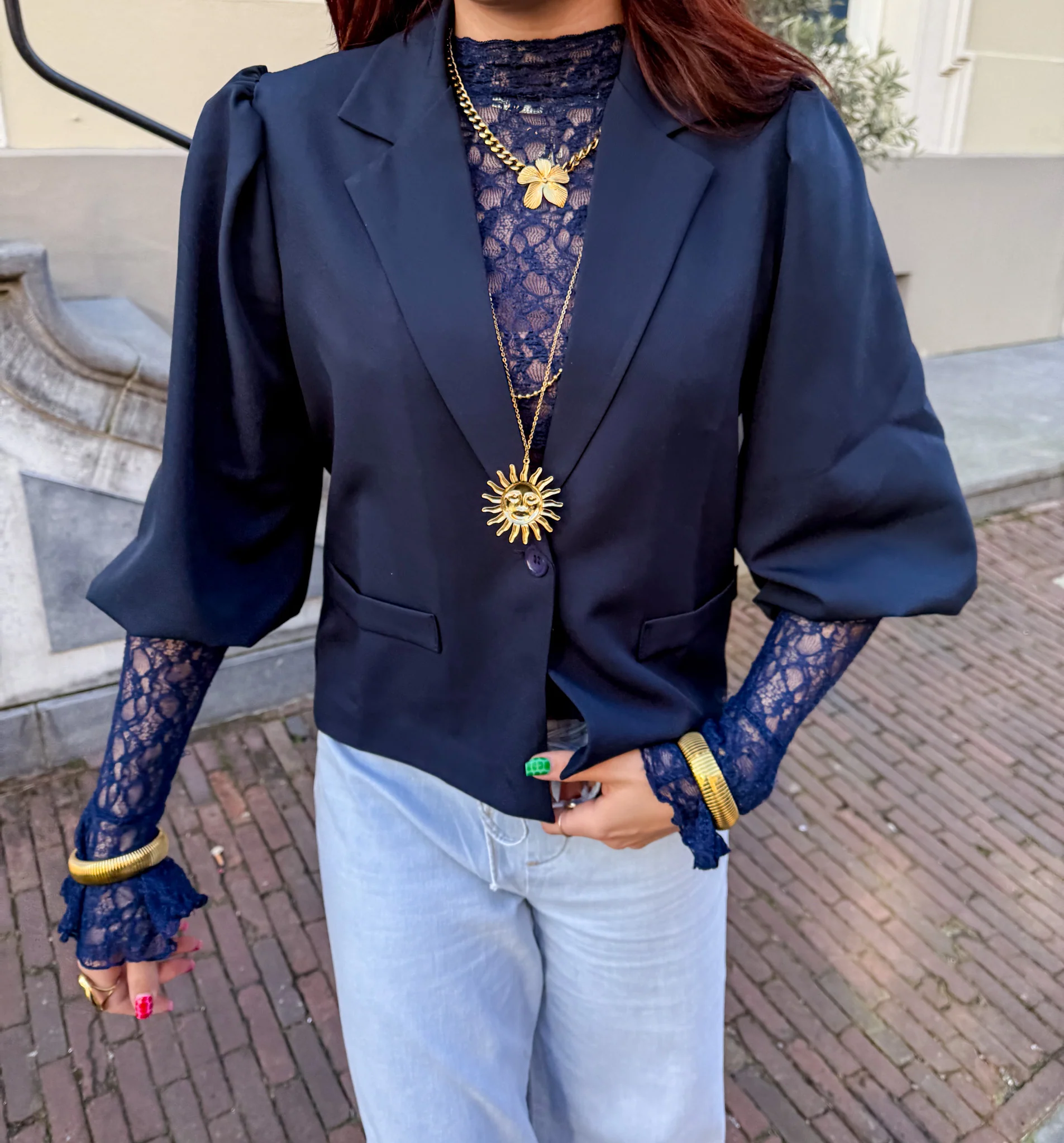 Nora Korte Mouwen Blazer Navy - Image 9